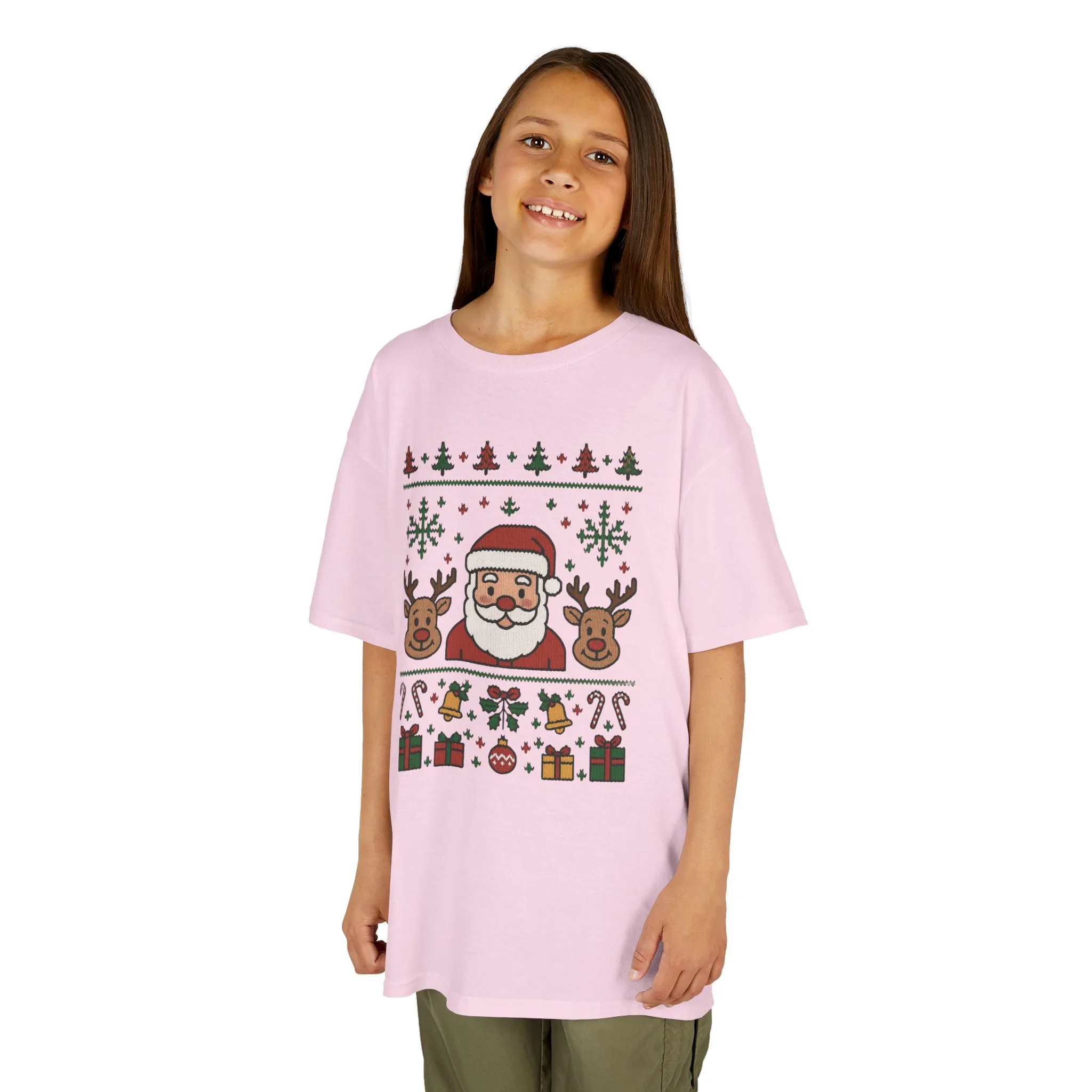 Santa - Reindeer Christmas Shirt for Kids, Cute Holiday Tee, Kids Heavy Cotton™ Tee - Image 23