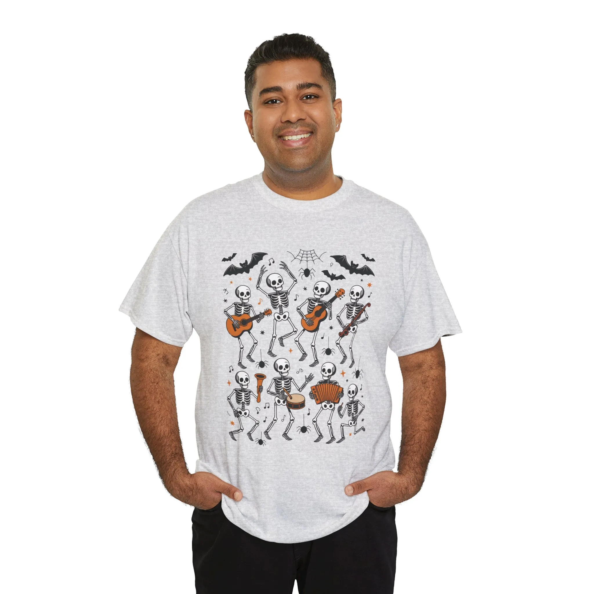 Dancing Skeleton Band Halloween T-Shirt for Men, Funny Spooky Music Tee, Rock and Roll Skeleton Shirt, Cool Halloween Party Outfit - Image 8
