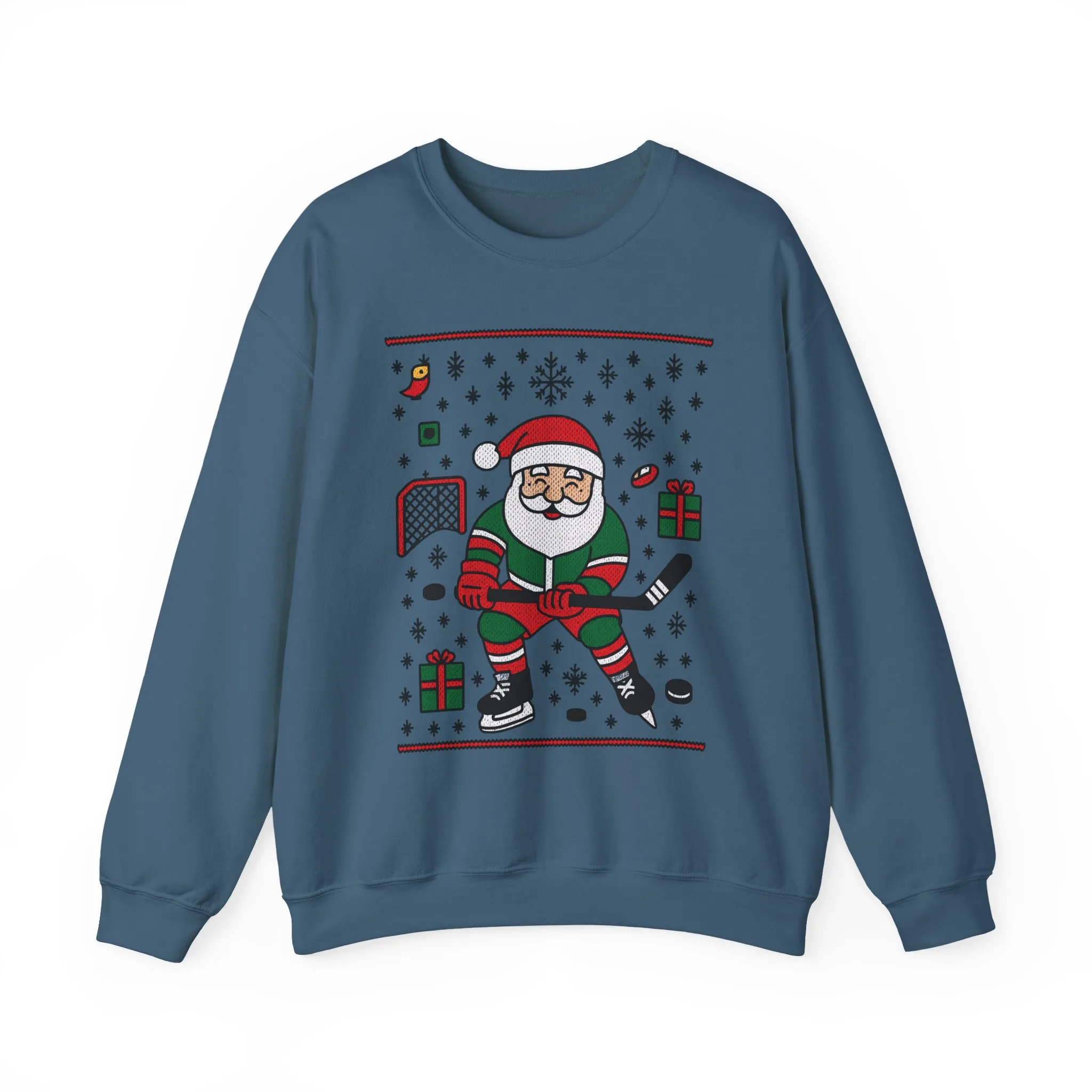 Hockey Santa Men's Christmas Sweatshirt, Funny Sports Holiday Jumper - Image 16