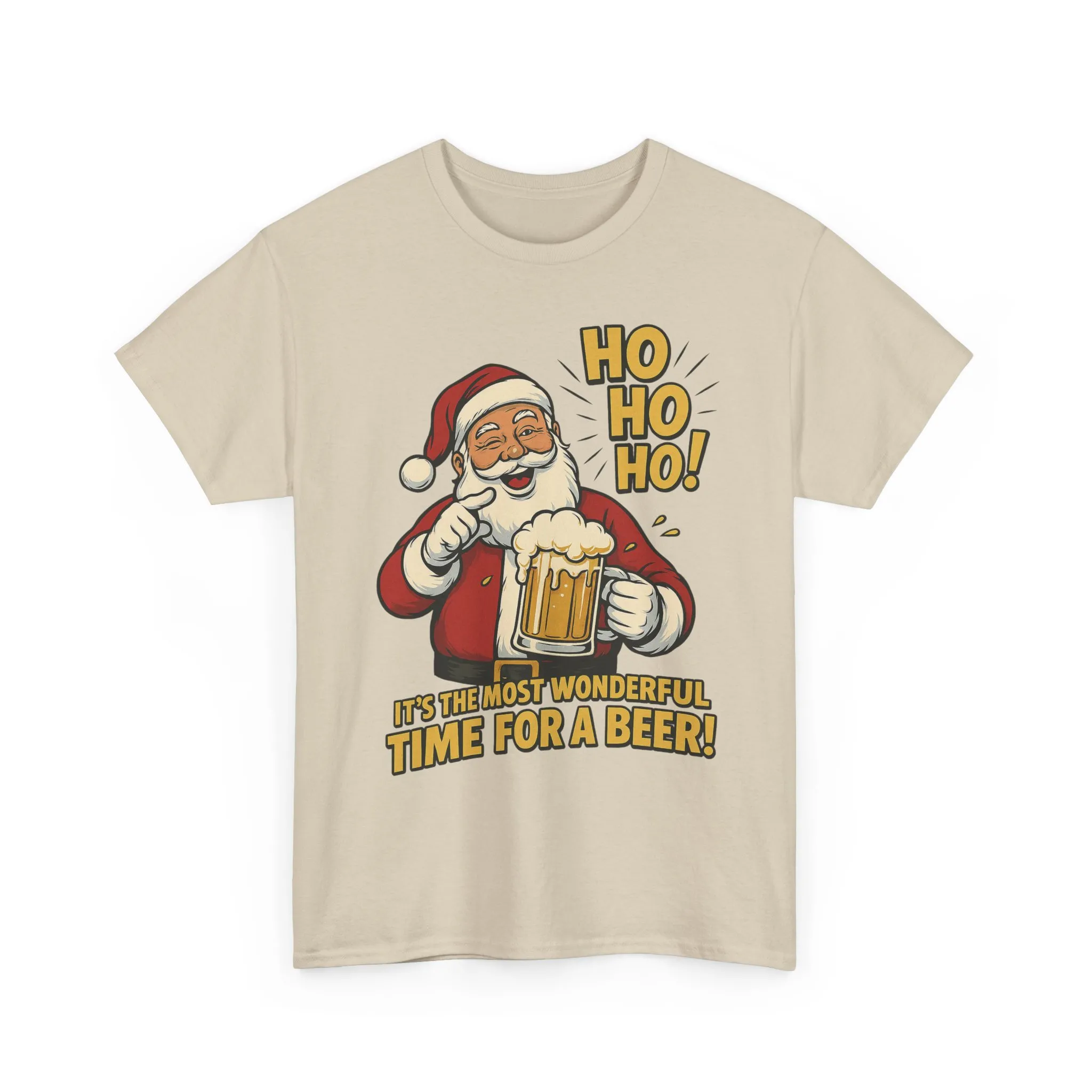 Funny Santa Beer Christmas T-Shirt, Men's Holiday Party Tee - Image 4