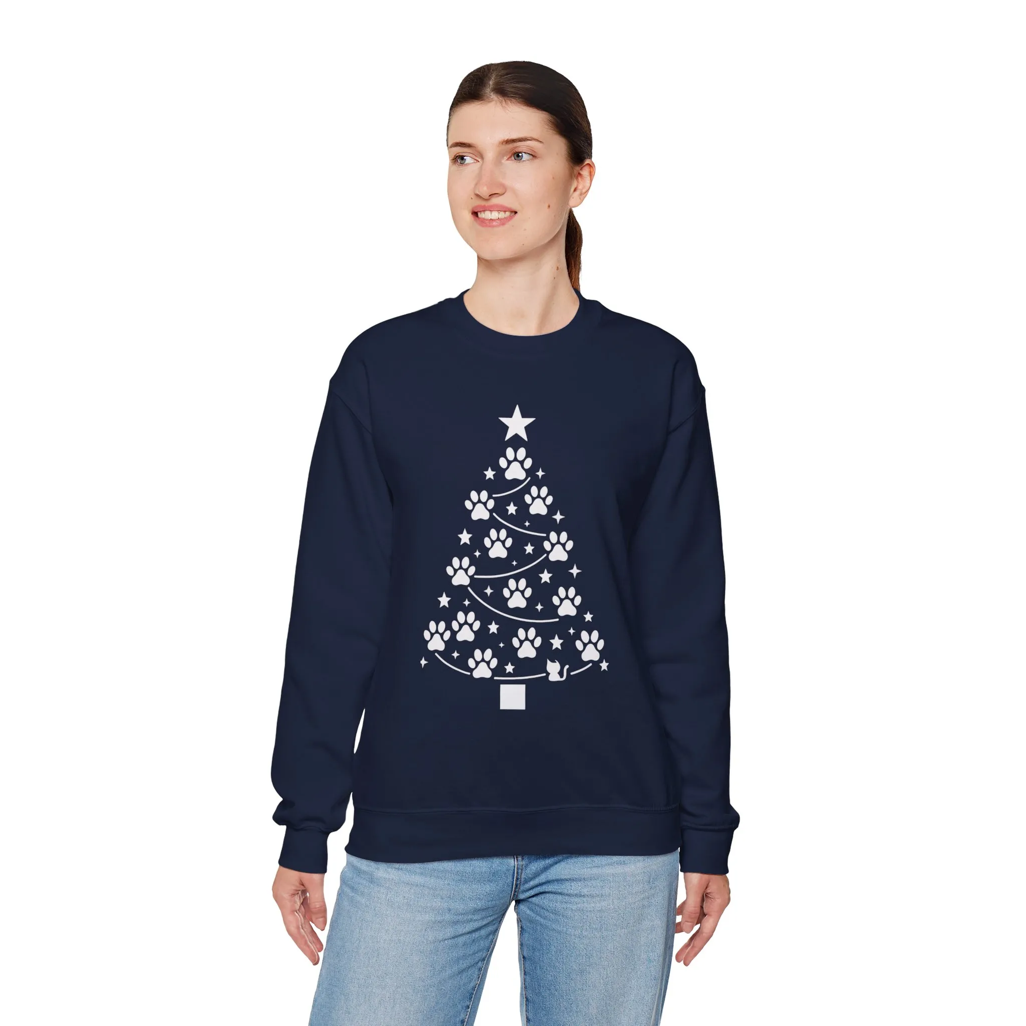 Paw Christmas Tree Women's Sweatshirt, Pet Lover Holiday Sweater - Image 15