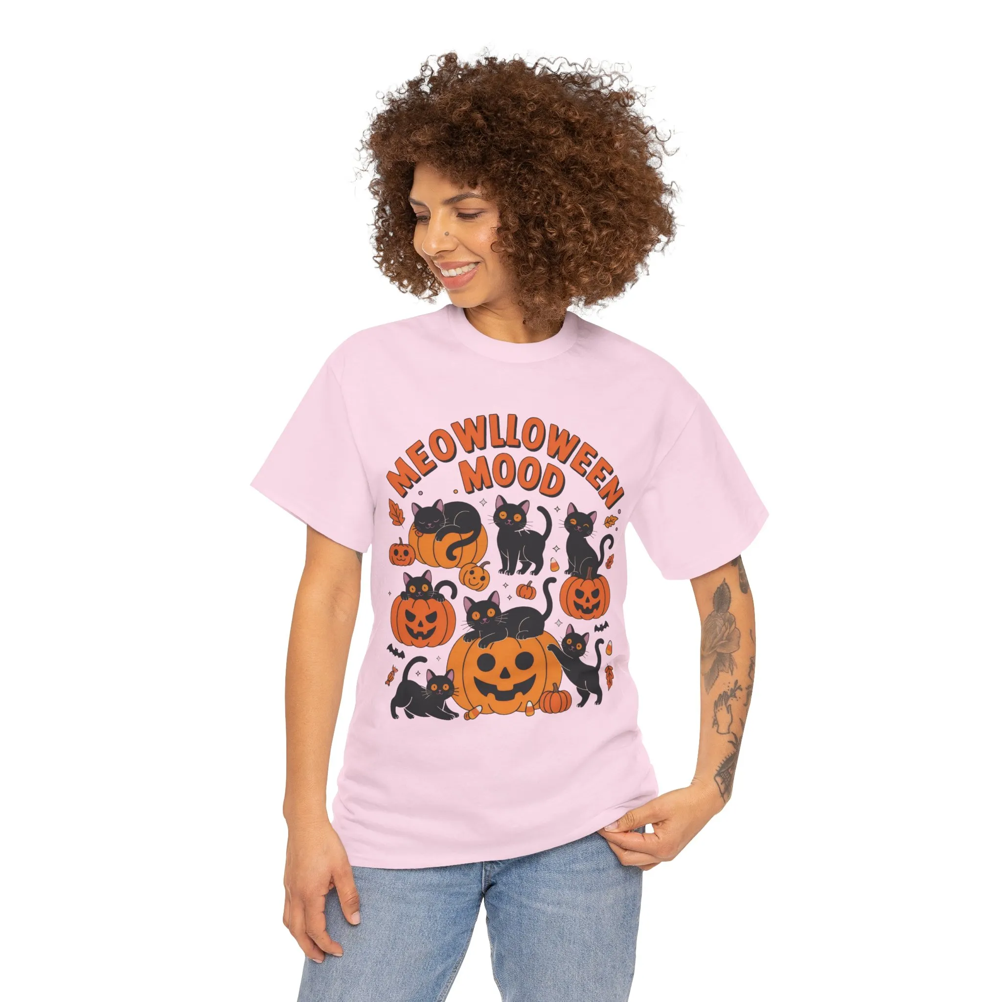 Meowlloween Mood Cat Shirt for Women, Cute Black Cat and Pumpkin Halloween Tee, Cozy Fall Kawaii Spooky Graphic Top, Cat Lover Gift - Image 23