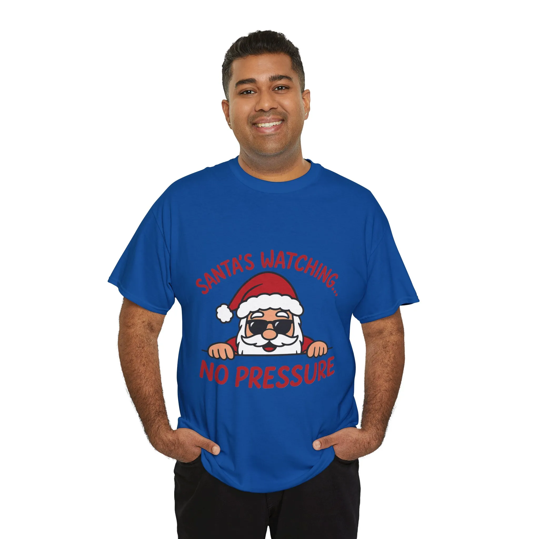 Santa's Watching No Pressure Men's Christmas T-Shirt, Funny Holiday Tee - Image 21