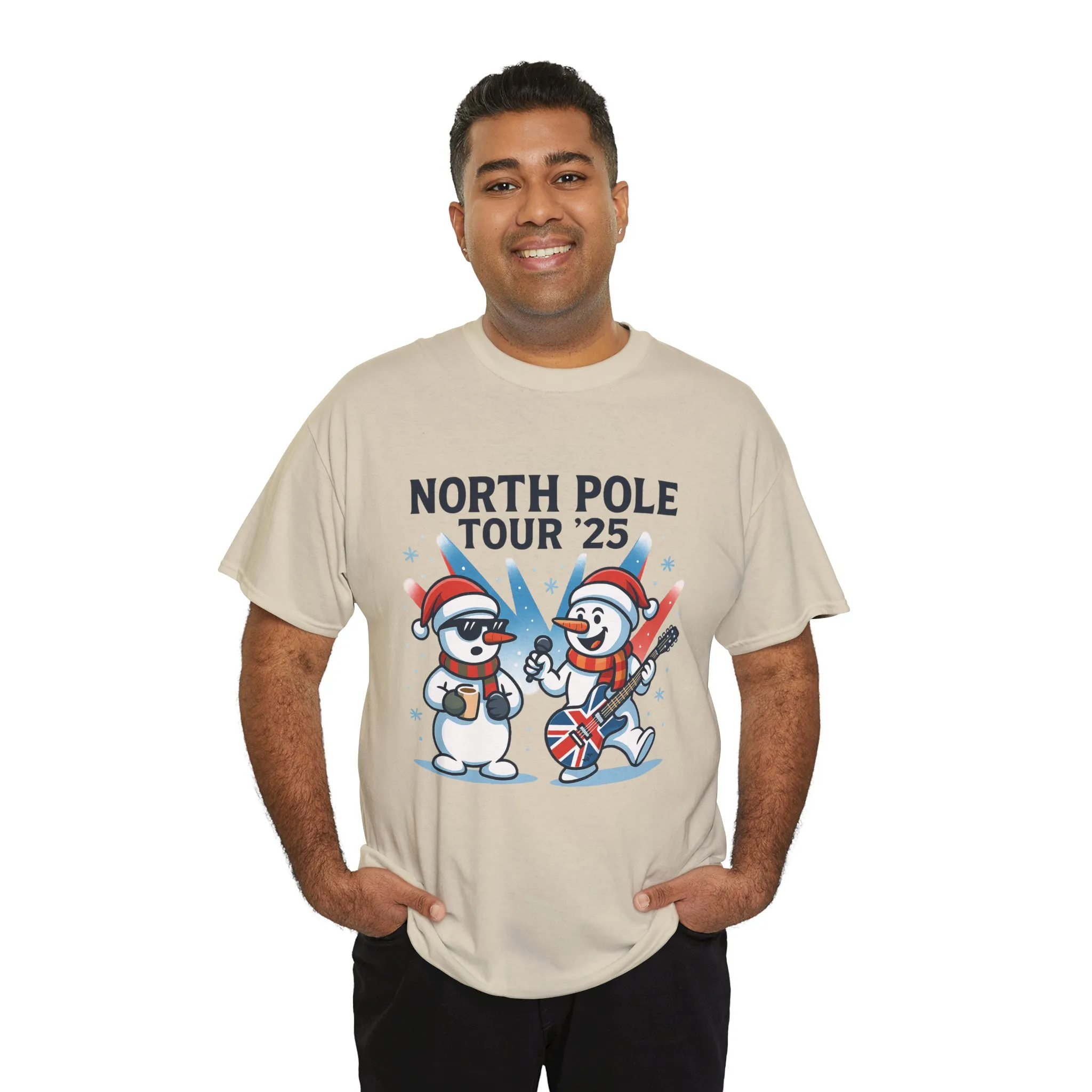 North Pole Tour 25 Men's Christmas T-Shirt, Funny Rock Music Holiday Tee - Image 6