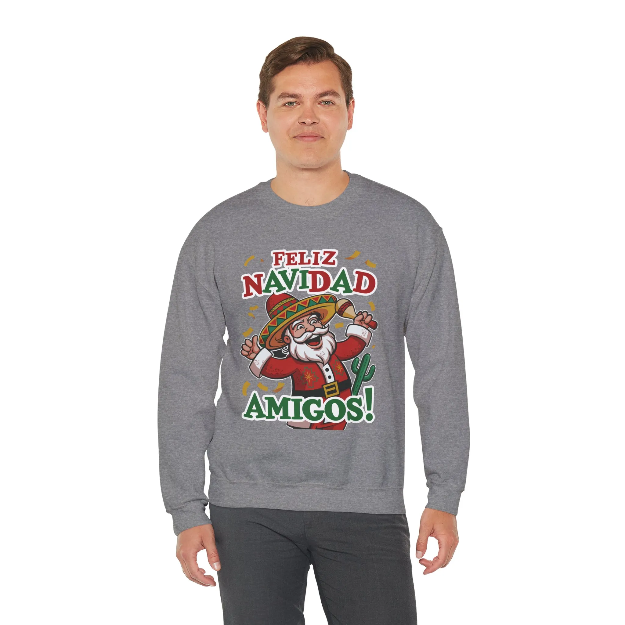 Feliz Navidad Amigos Sweatshirt, Funny Mexican Santa Christmas Jumper, Latin Holiday Fiesta Pullover - Image 15
