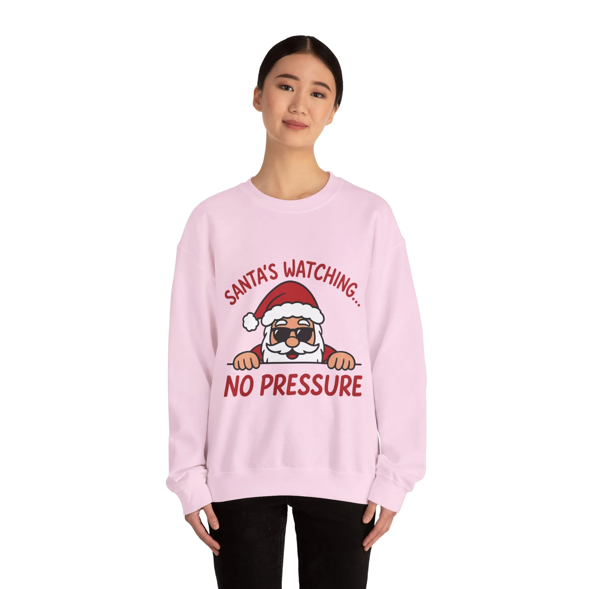 Santa's Watching No Pressure Women's Christmas Sweatshirt, Funny Holiday Jumper - Image 20