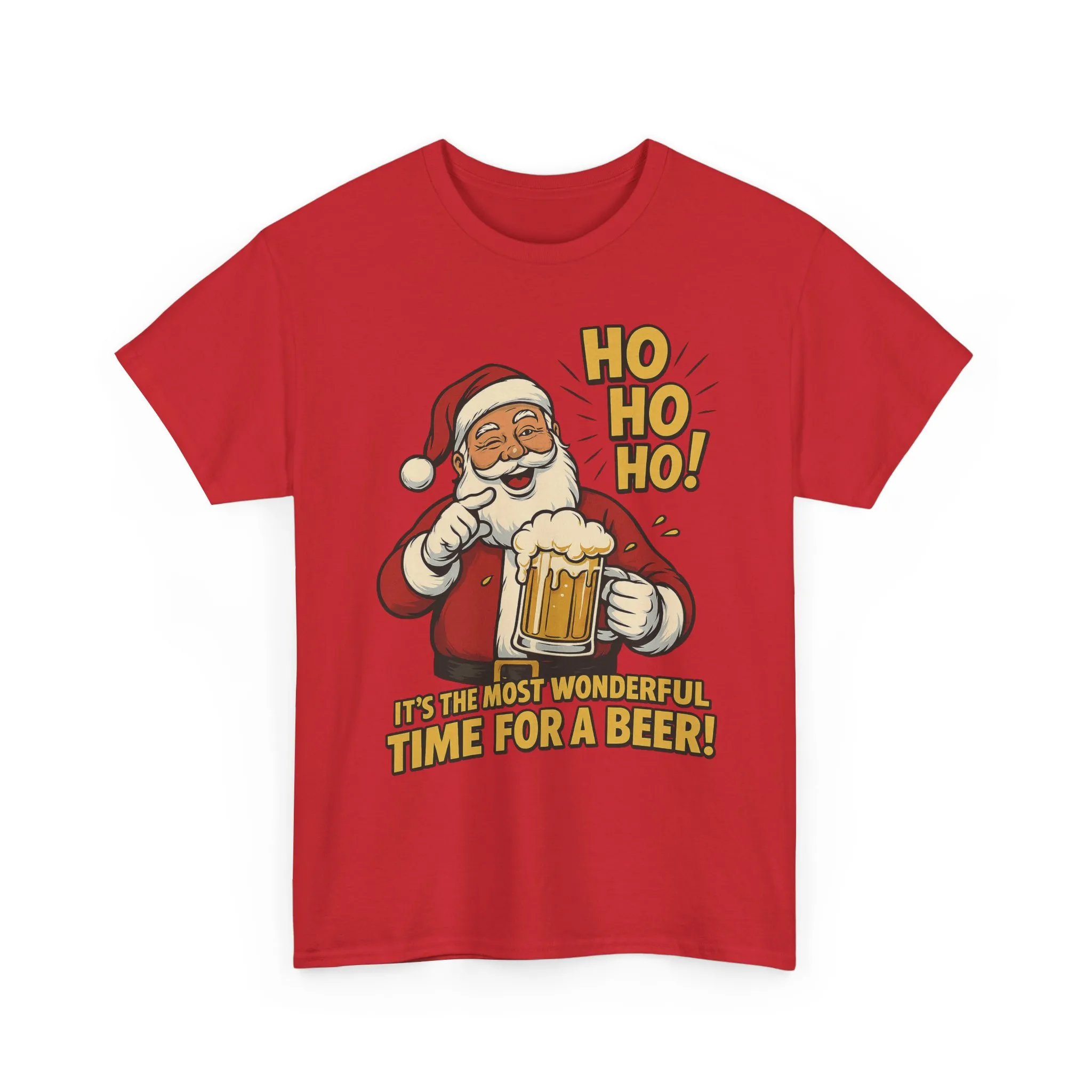 Funny Santa Beer Christmas T-Shirt, Men's Holiday Party Tee - Image 2
