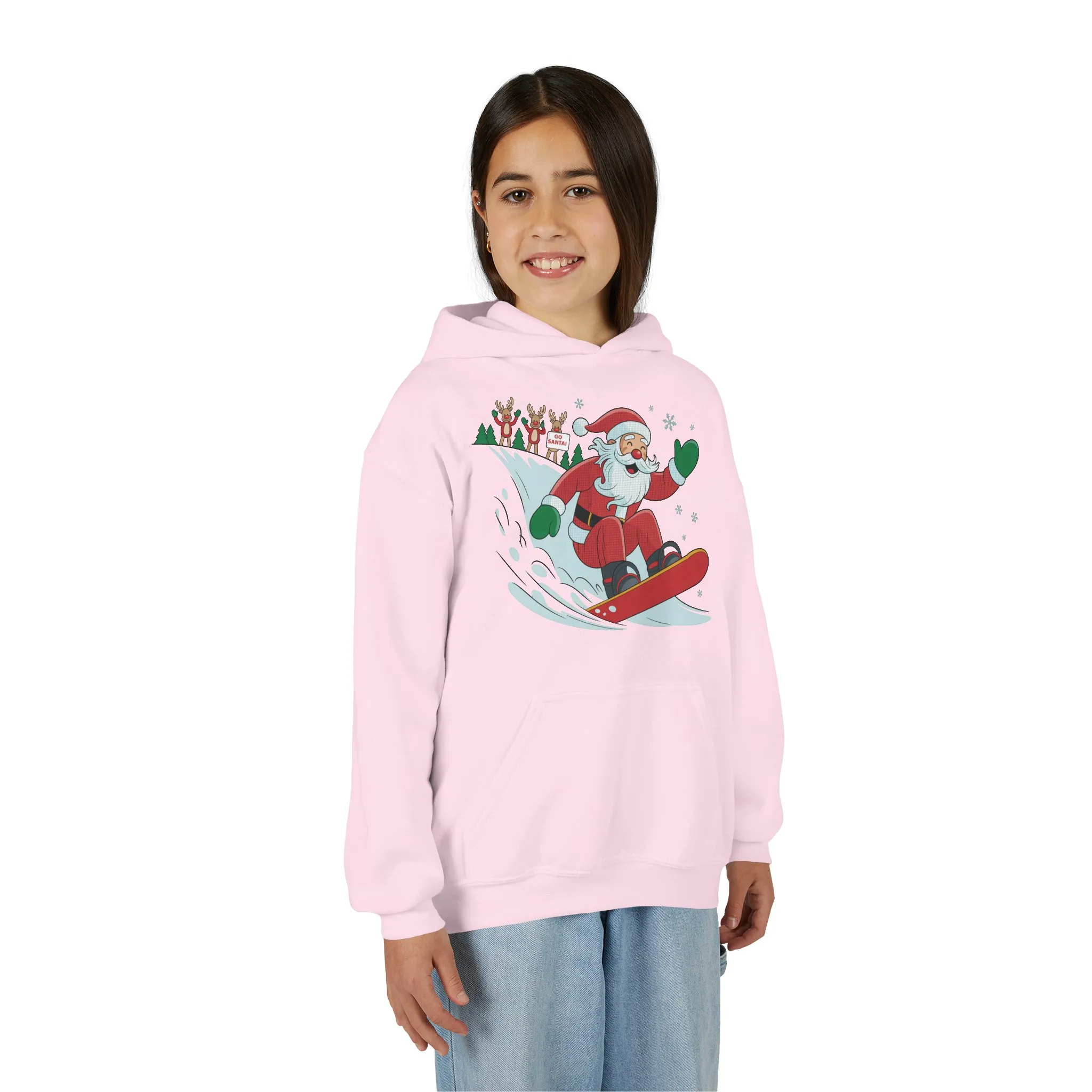 Go Santa Snowboarding Christmas Hoodie, Funny Santa - Reindeer Holiday Hoodie for Kids, Cute Winter Sports Christmas Sweatshirt - Image 28