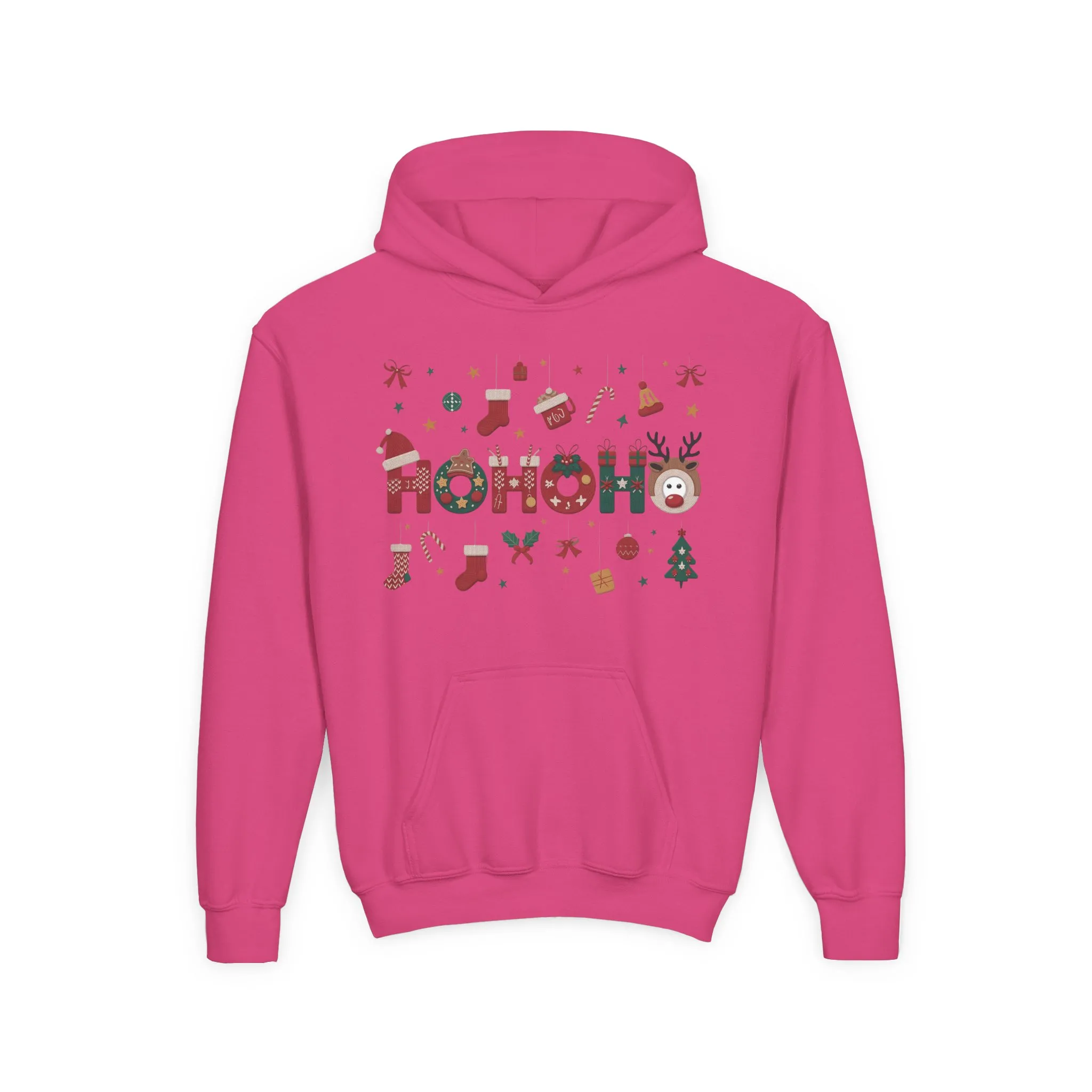 Ho Ho Ho Kids Christmas Hoodie, Cute Girls Holiday Sweatshirt, Gingerbread - Reindeer Festive Design, Cozy Winter Christmas Outfit - Image 25