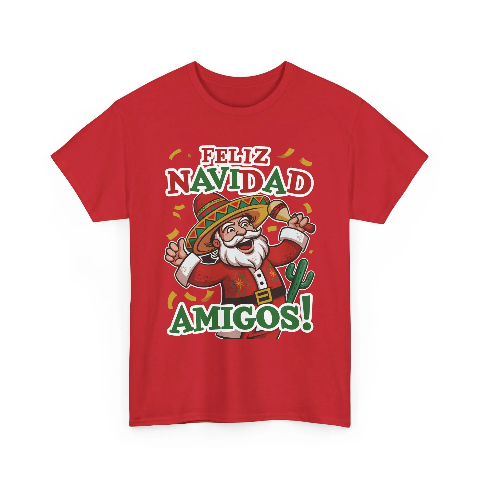 Feliz Navidad Amigos! Funny Mexican Santa Christmas T-Shirt, Latin Holiday Tee, Sombrero Santa Fiesta Shirt - Image 25