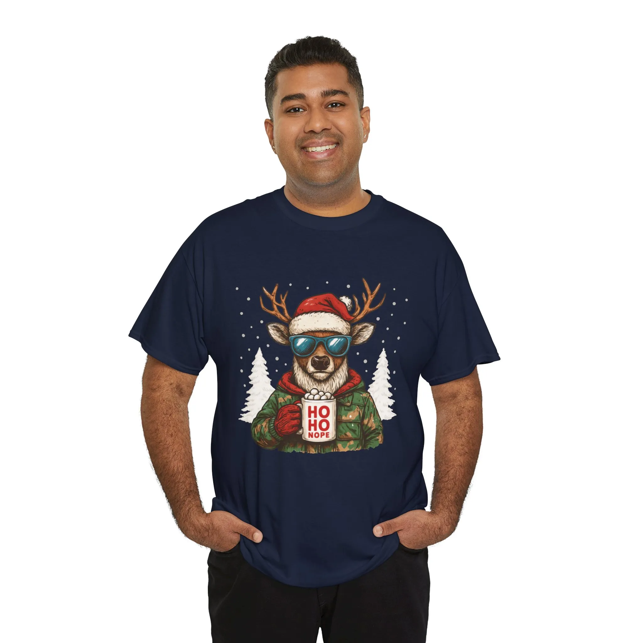 Men's HO HO NOPE Funny Christmas Sweatshirt, Cool Reindeer Pullover - Image 27