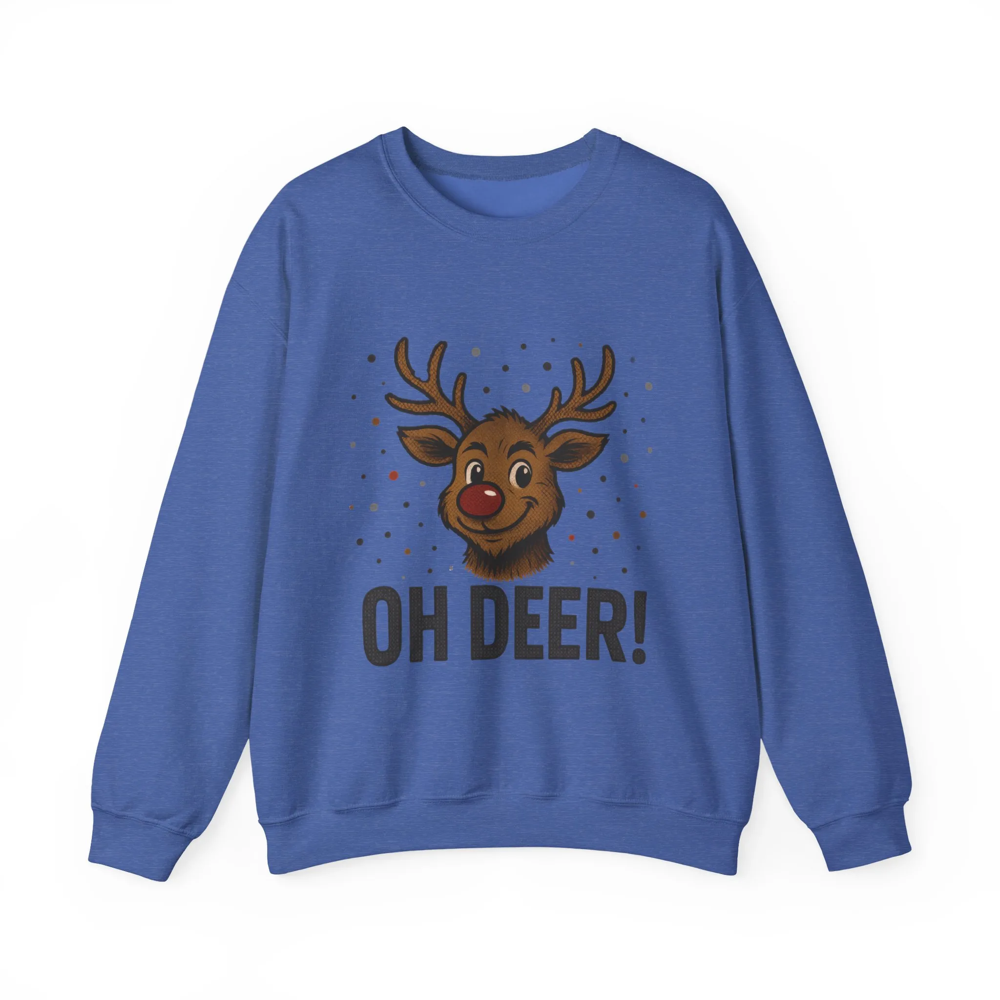 Men's Oh Deer Funny Christmas Sweatshirt, Reindeer Holiday Pullover - Image 10
