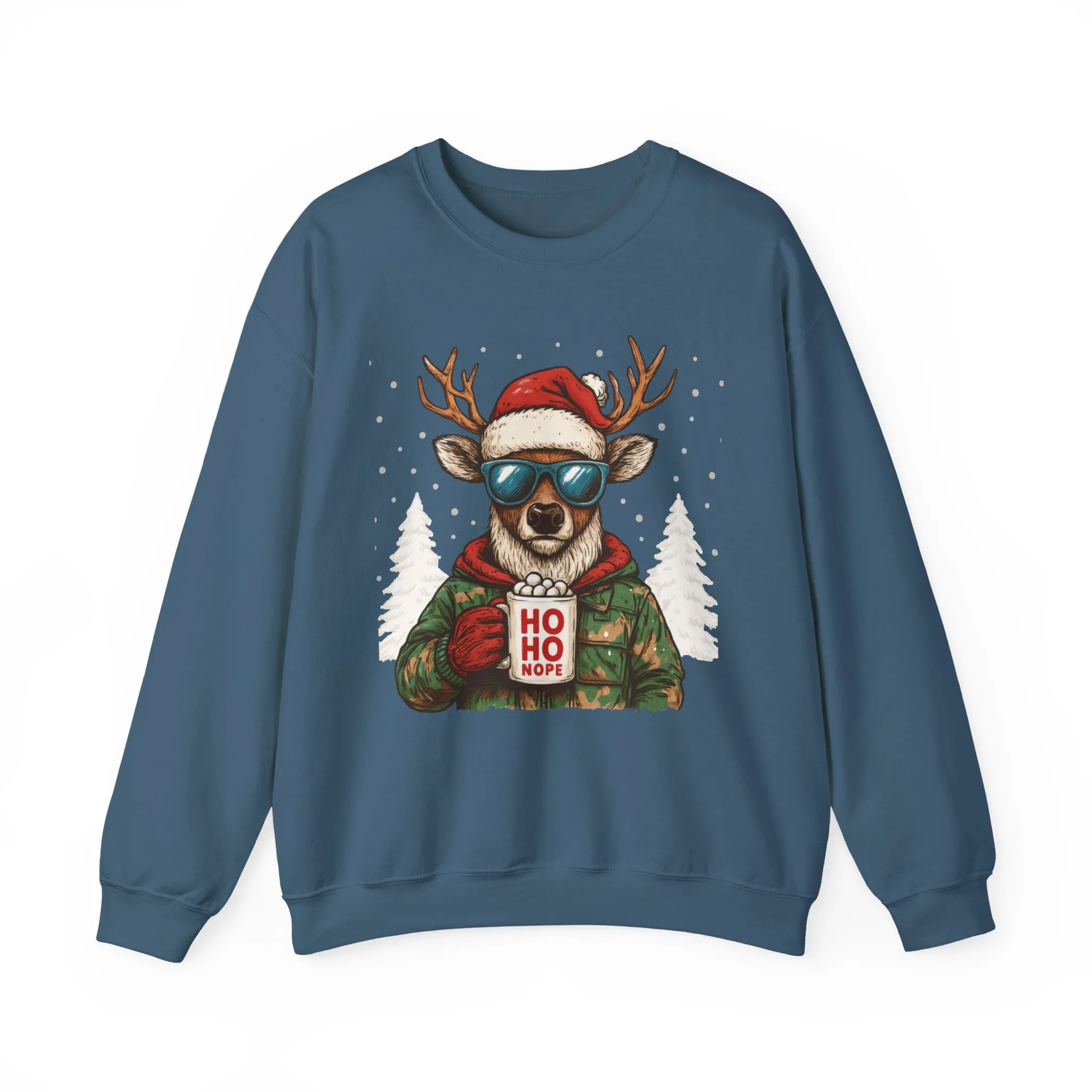 Men's HO HO NOPE Funny Christmas T-Shirt, Cool Reindeer Holiday Tee - Image 2