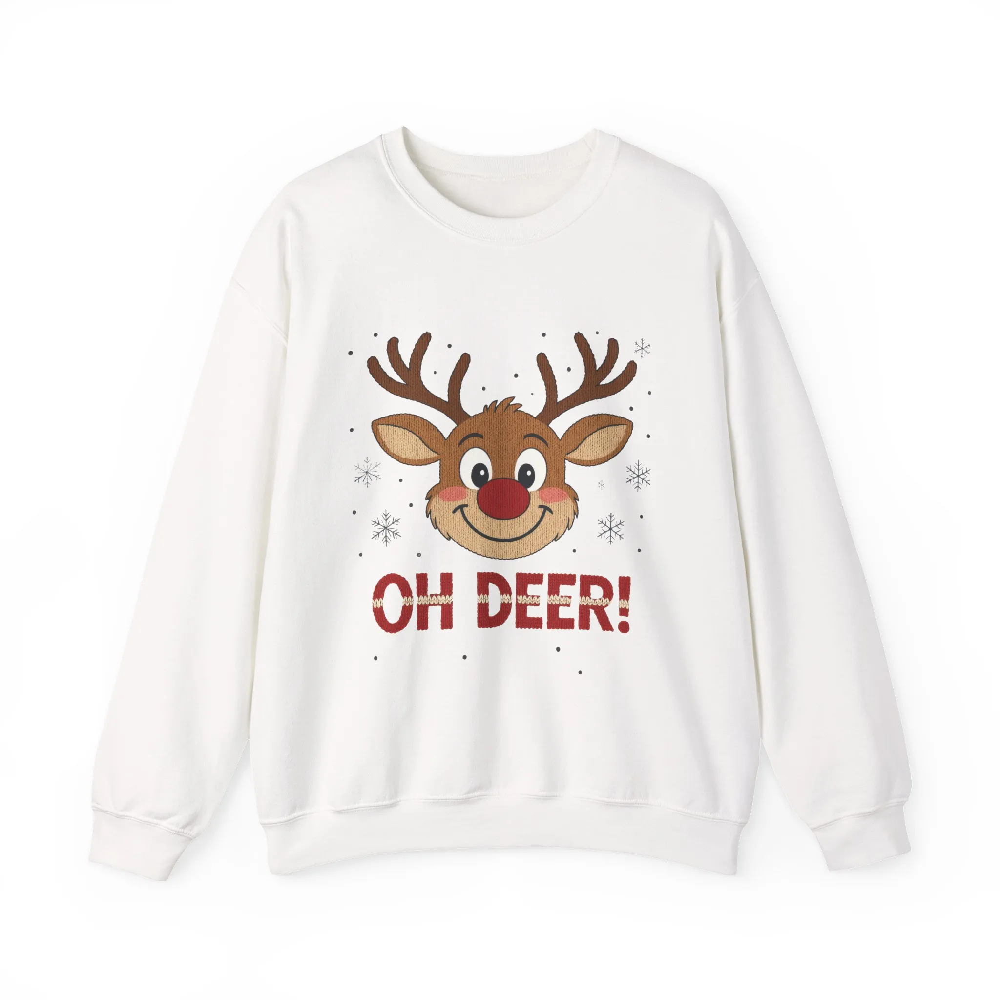 Womens Oh Deer Christmas Sweatshirt, Cute Reindeer Holiday Pullover, Women's Crewneck Sweatshirt - Image 4