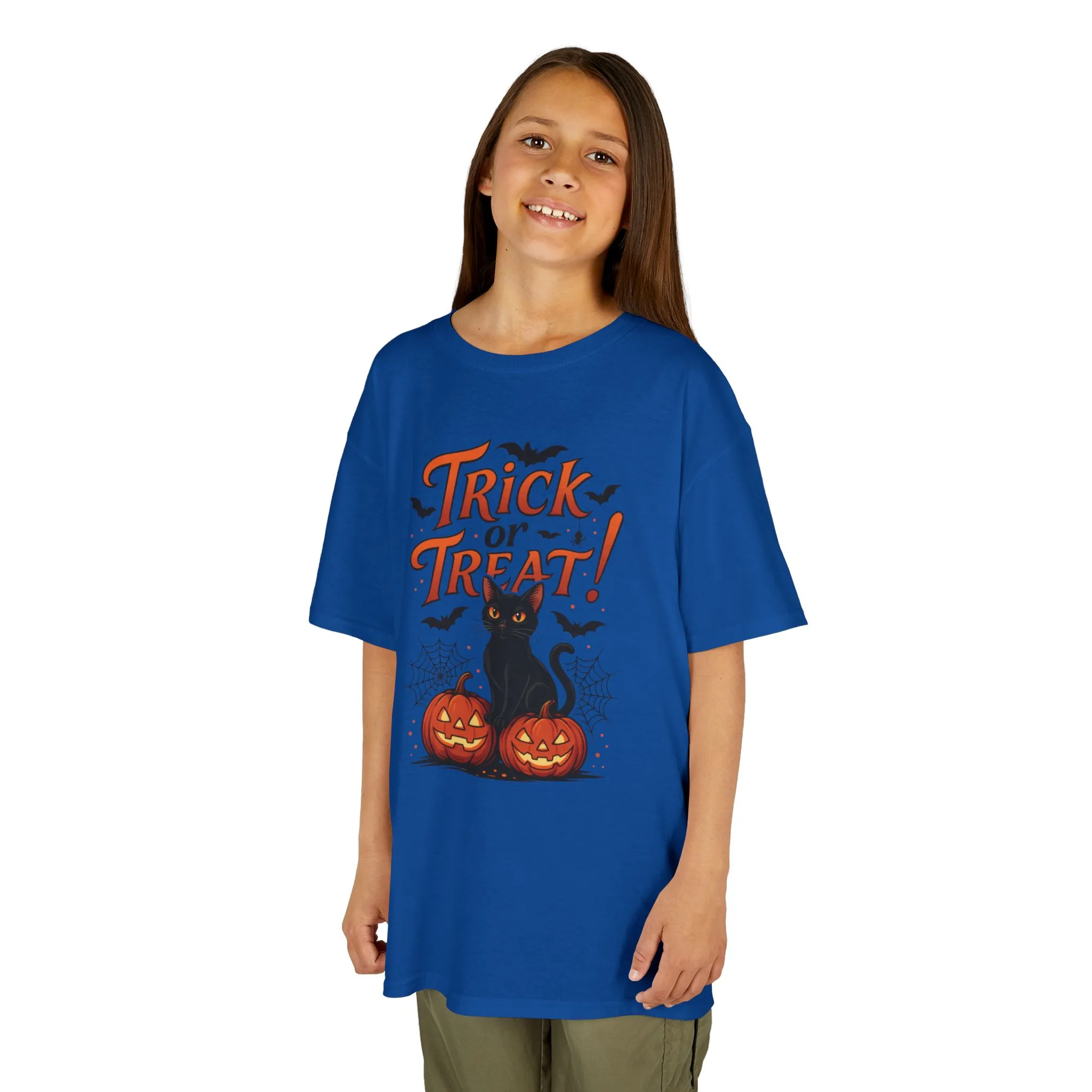 Cute Trick or Treat Black Cat T-Shirt for Girls Boys, Fun Spooky Halloween Tee, Pumpkin Cat Shirt for Kids, Fall Party Outfit - Image 17