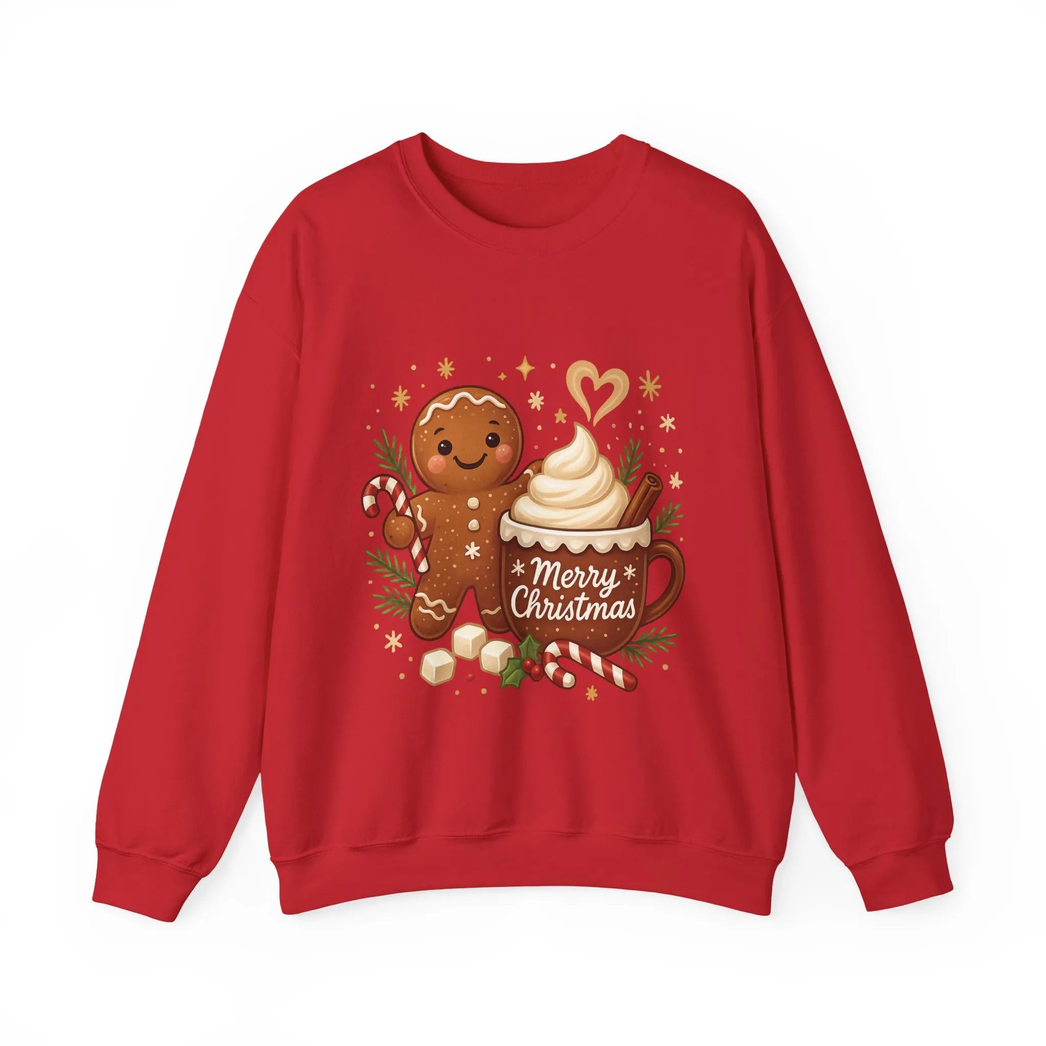 Women's Gingerbread - Hot Cocoa Christmas Sweatshirt, Cozy Holiday Pullover, Women's Heavy Blend™ Crewneck Sweatshirt - Image 25