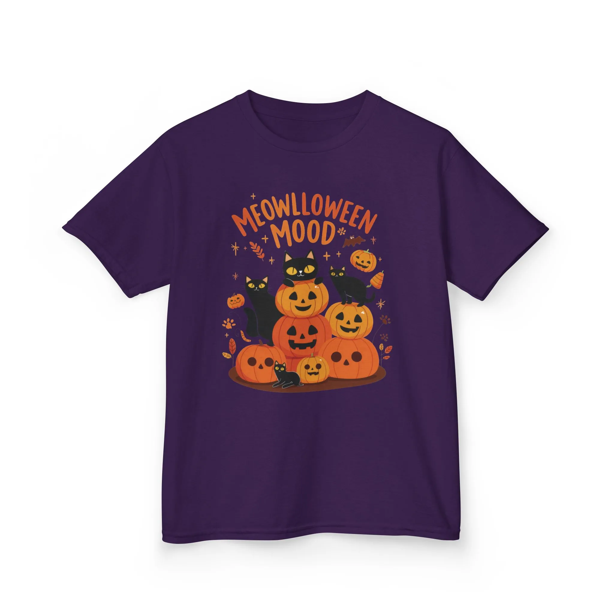 Meowlloween Mood Kids Shirt, Cute Black Cat Halloween T-Shirt for Girls and Boys, Funny Pumpkin Cat Tee, Cozy Fall Cat Lover Gift - Image 22