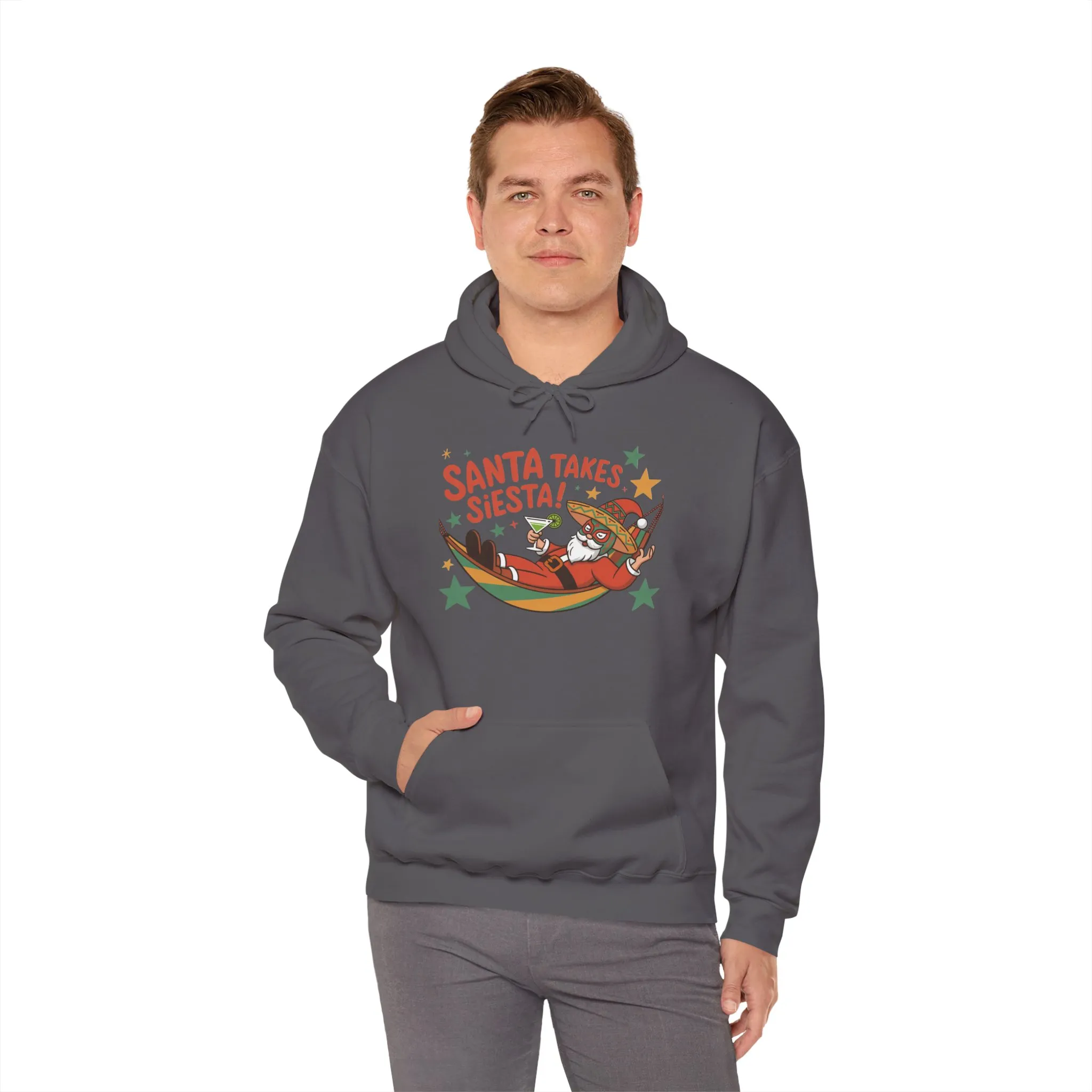 Santa Takes a Siesta Funny Christmas Hoodie for Men, Mexican Santa Holiday Sweatshirt, Siesta Santa Christmas Sweater - Image 20
