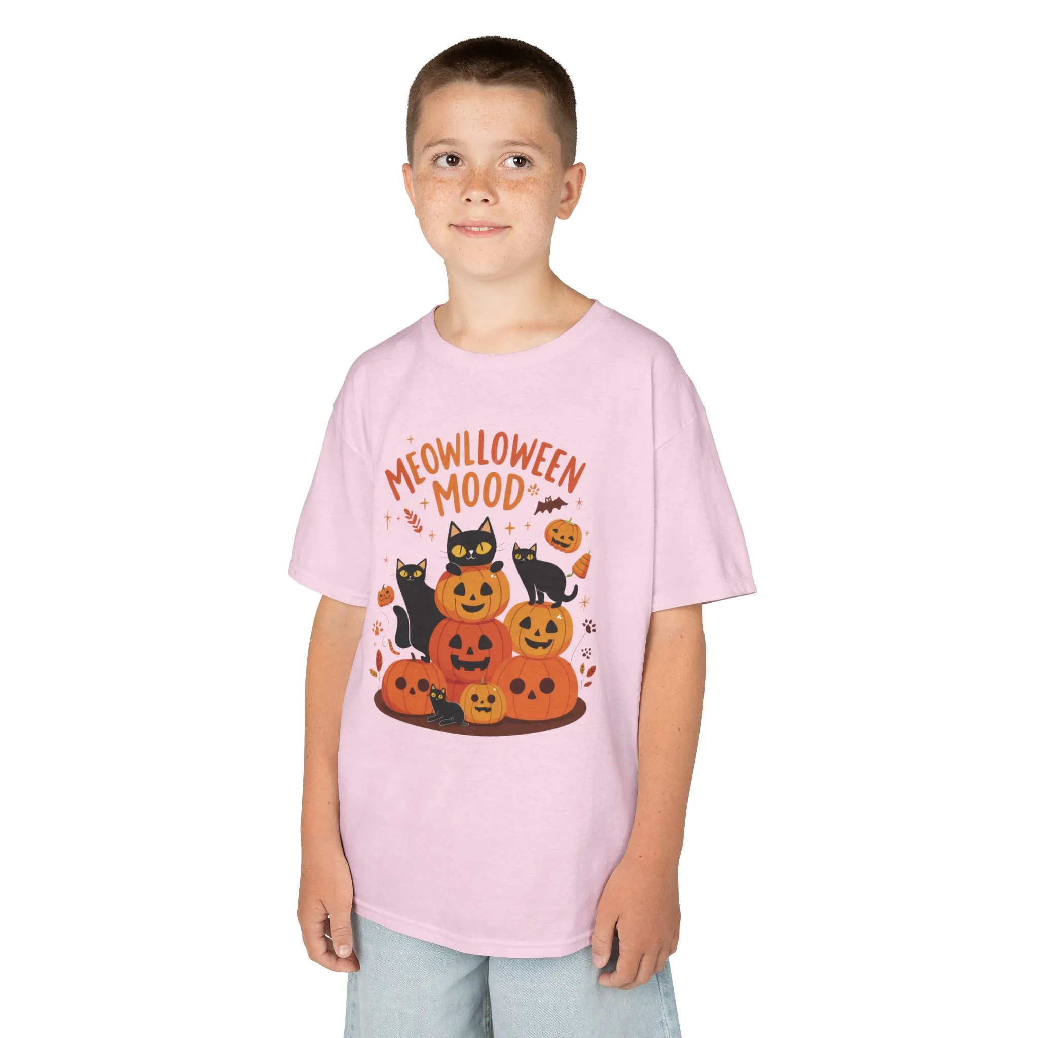 Meowlloween Mood Kids Shirt, Cute Black Cat Halloween T-Shirt for Girls and Boys, Funny Pumpkin Cat Tee, Cozy Fall Cat Lover Gift - Image 27