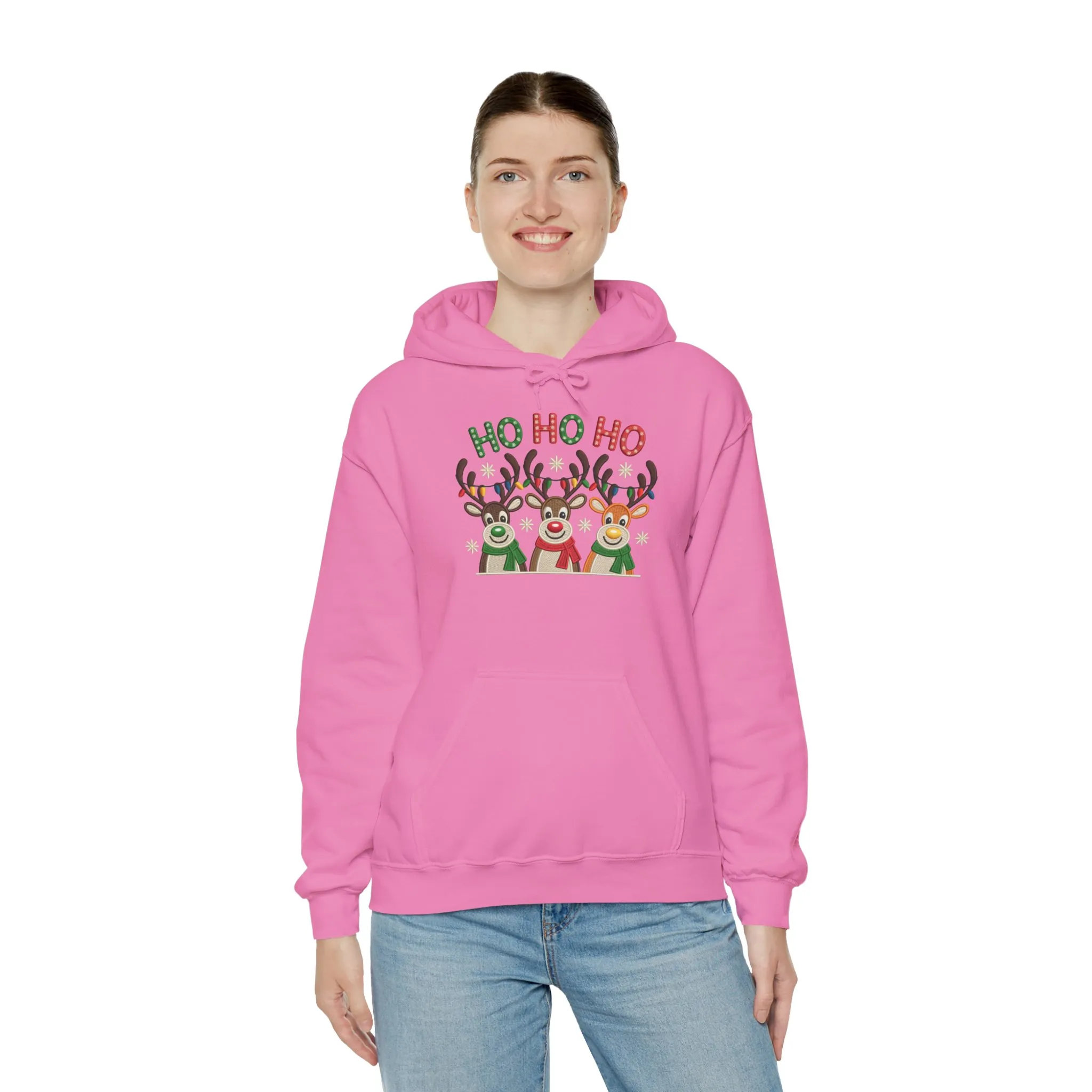 Ho Ho Ho Reindeer Hoodie, Cute Christmas Holiday Pullover for Women - Image 4