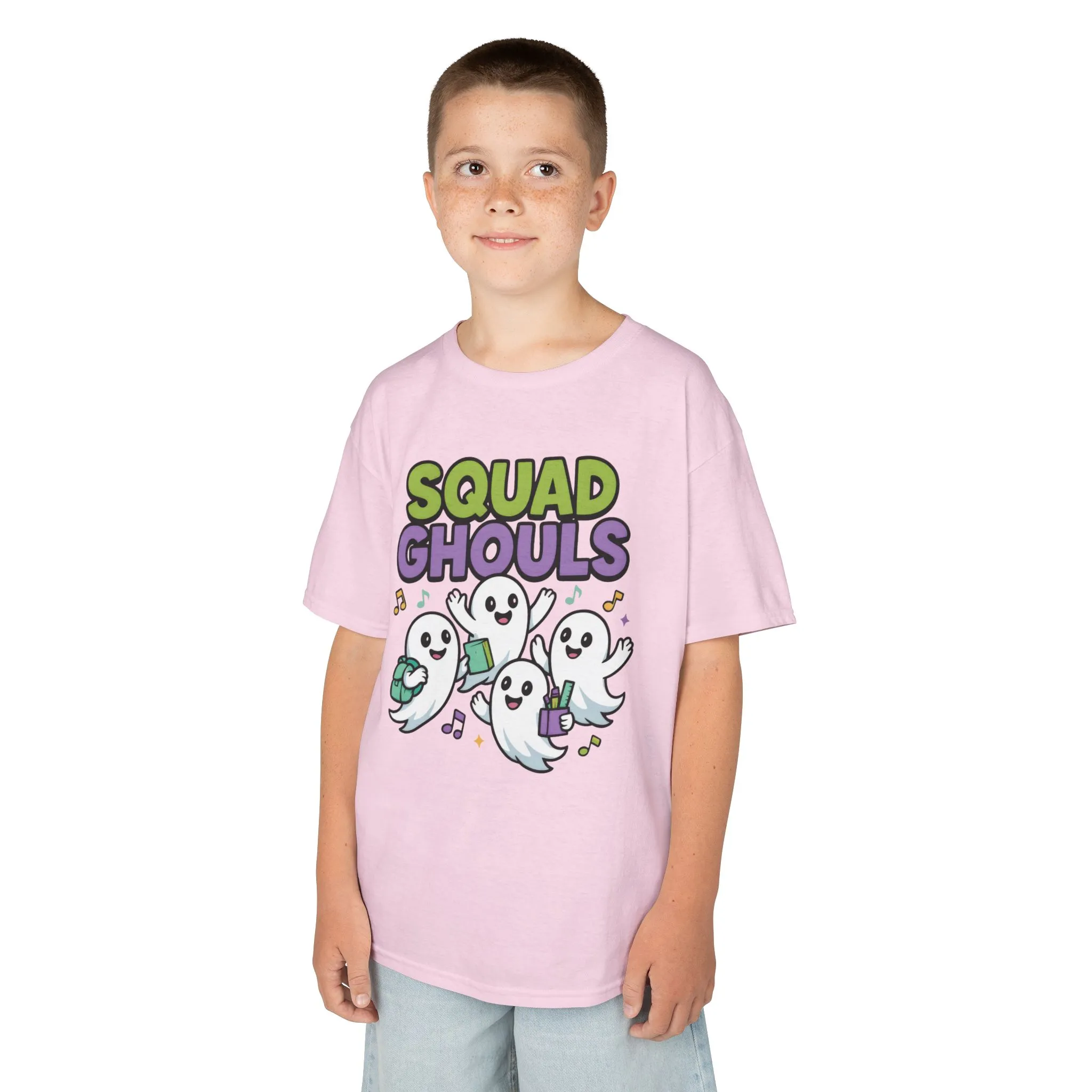 Kids Squad Ghouls T-Shirt, Cute Ghost Friends School Shirt, Halloween Back to School Tee for Boys & Girls - Image 24