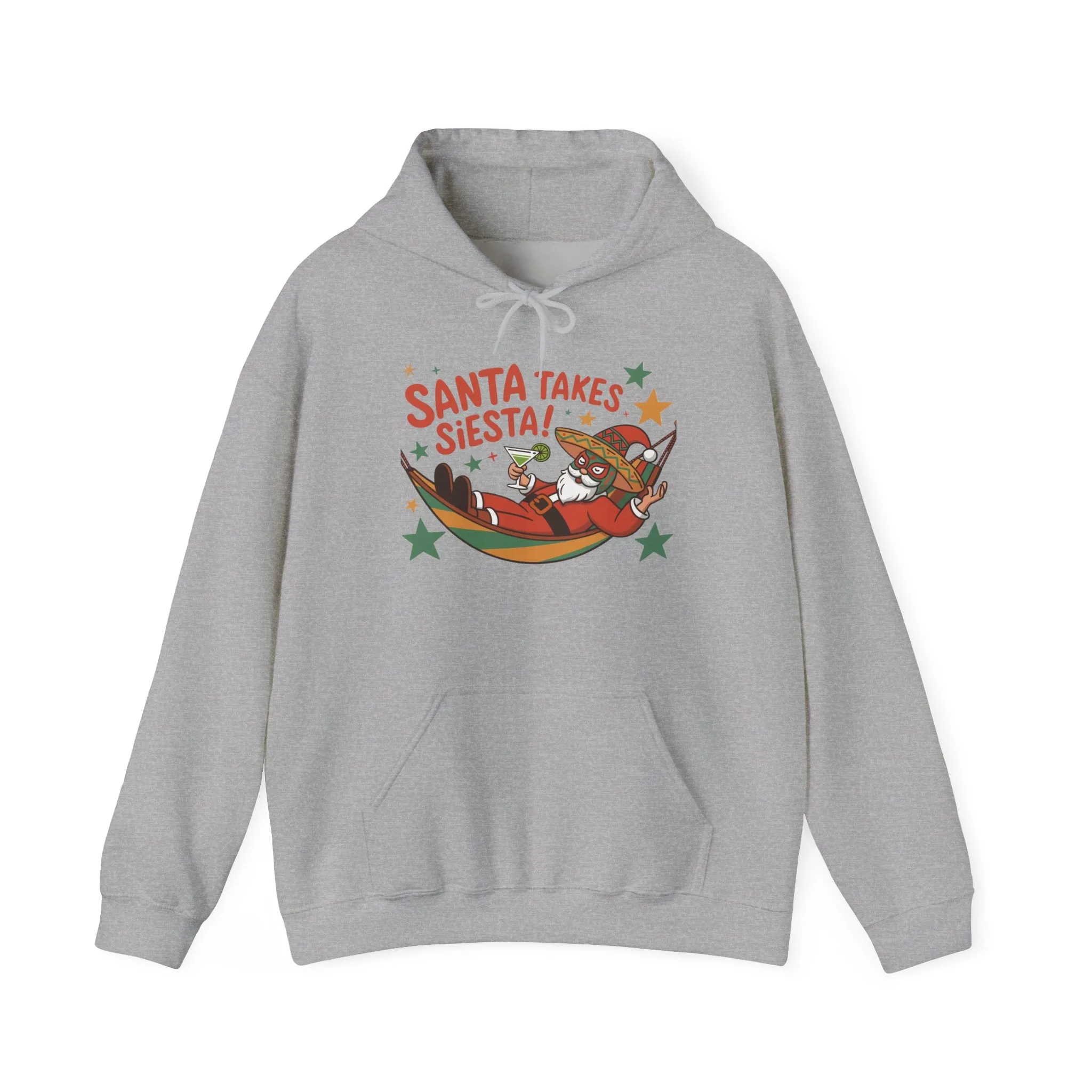 Santa Takes a Siesta Funny Christmas Hoodie for Men, Mexican Santa Holiday Sweatshirt, Siesta Santa Christmas Sweater - Image 2