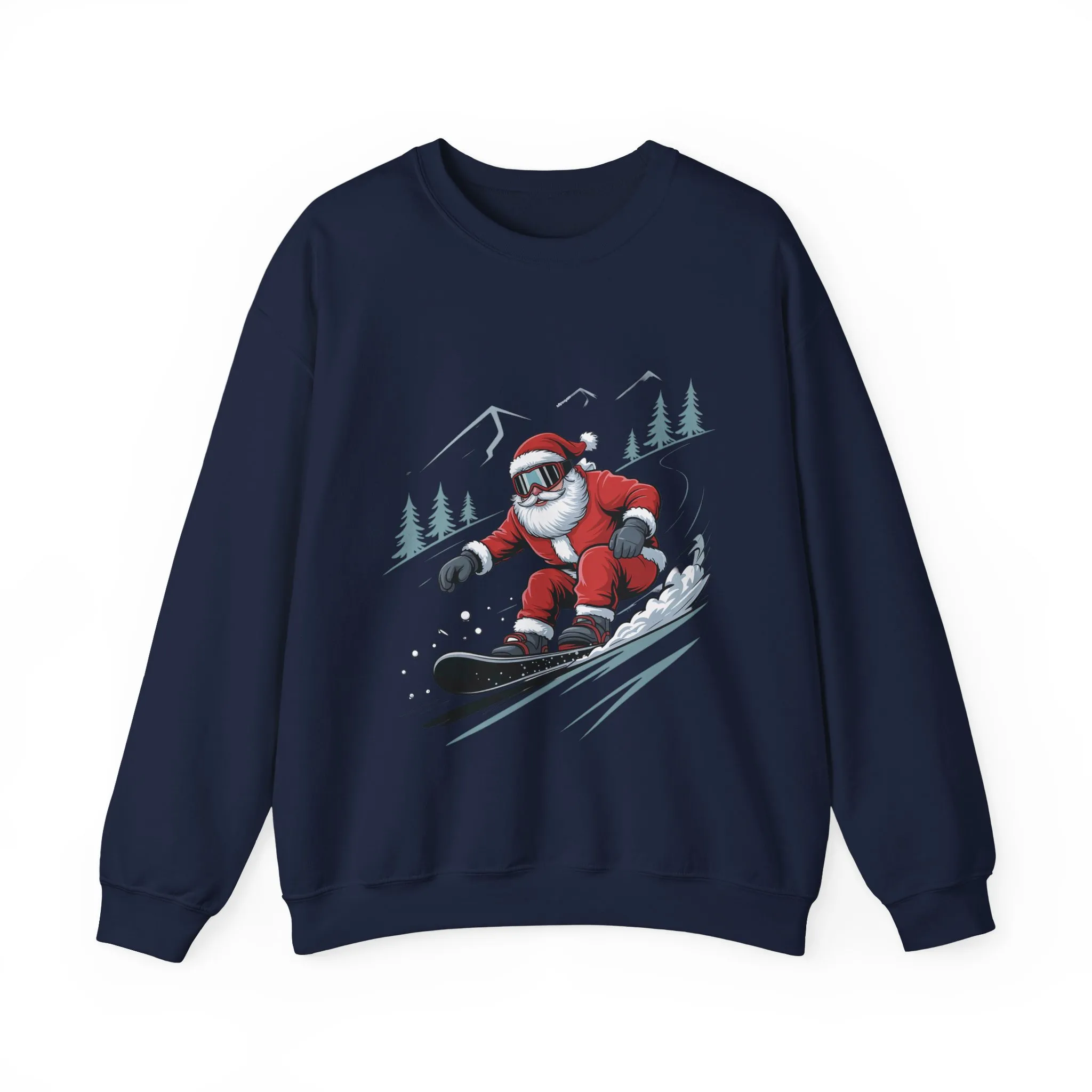Snowboard Santa Christmas Sweatshirt, Cool Funny Holiday Sweater for Men, Santa Snowboarding Winter Jumper - Image 22