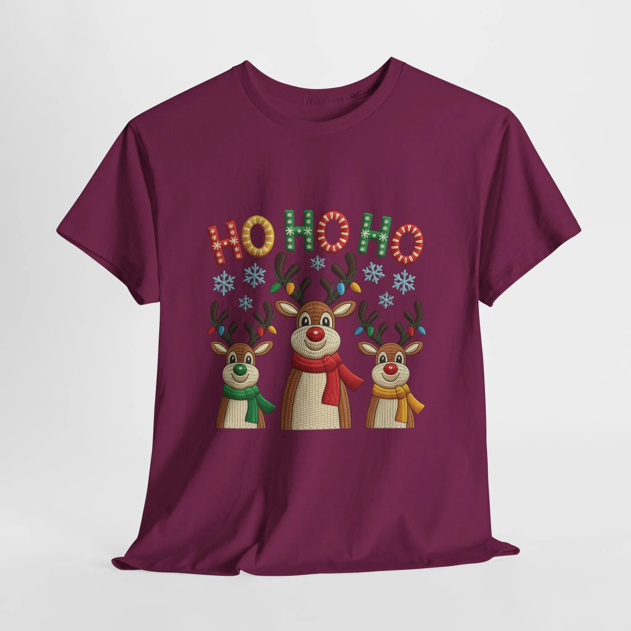 Ho Ho Ho Reindeer T-Shirt, Cute Christmas Tee for Women - Image 25
