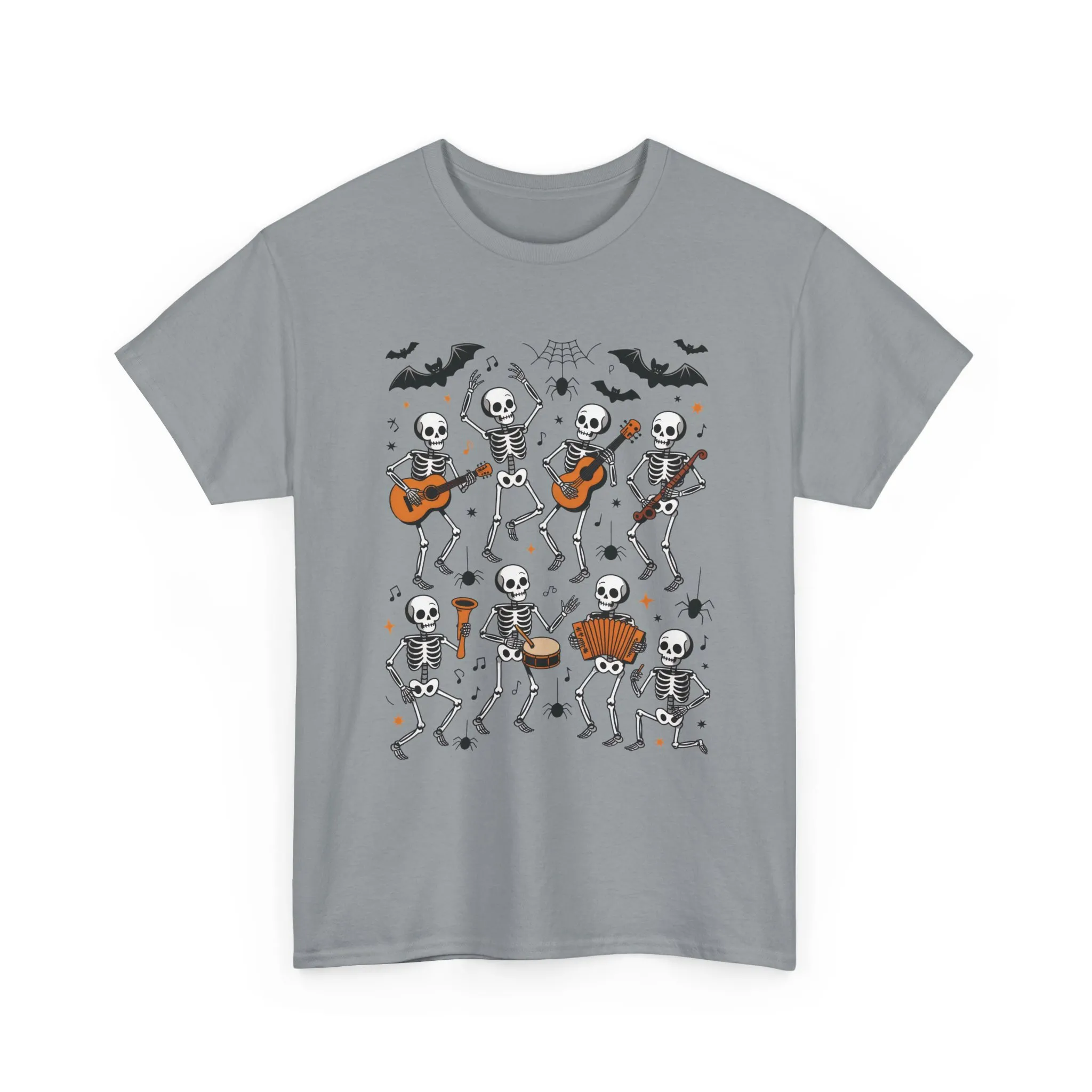 Dancing Skeleton Band Halloween T-Shirt for Men, Funny Spooky Music Tee, Rock and Roll Skeleton Shirt, Cool Halloween Party Outfit - Image 2