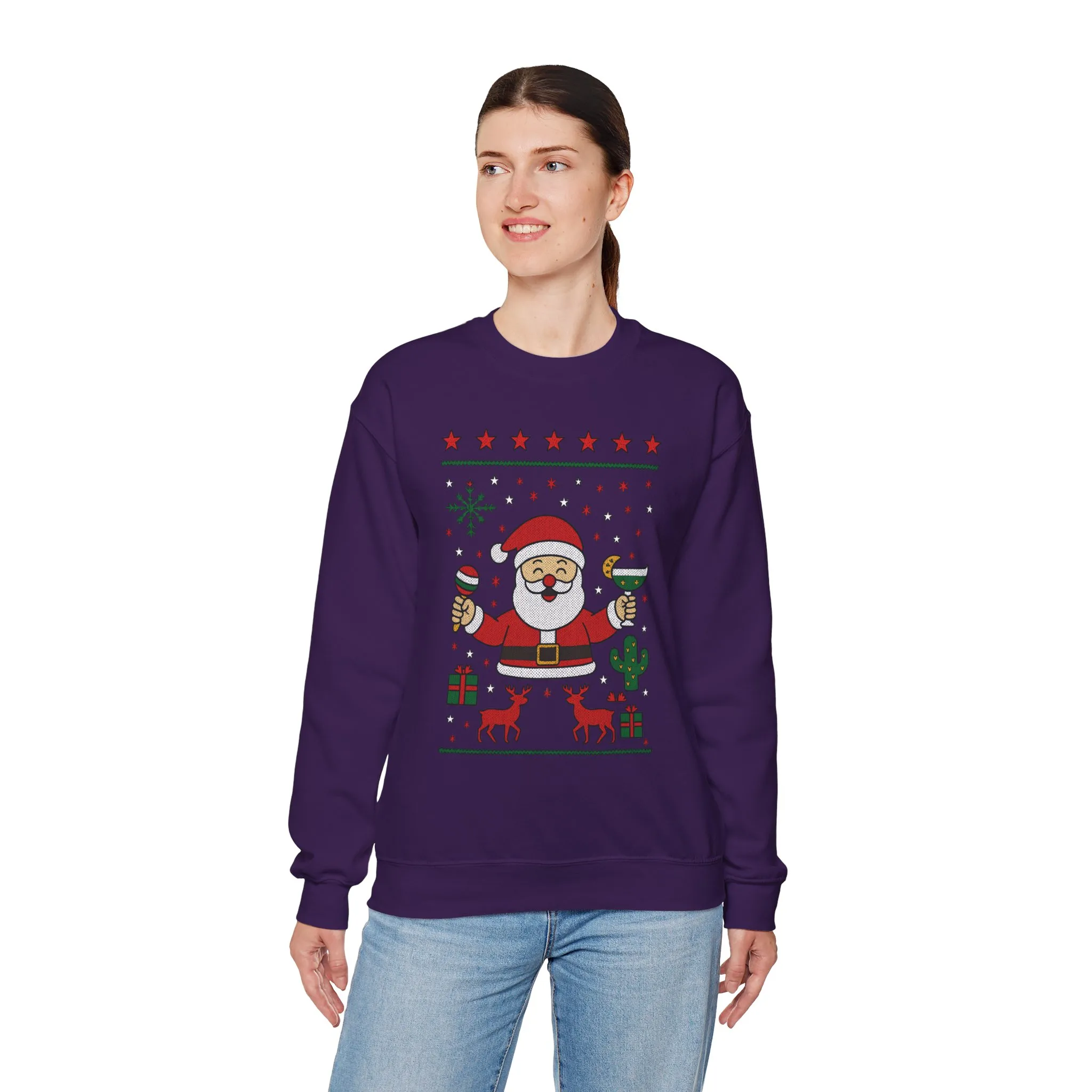Funny Santa Women's Christmas Sweatshirt, Holiday Party Pullover - Image 18