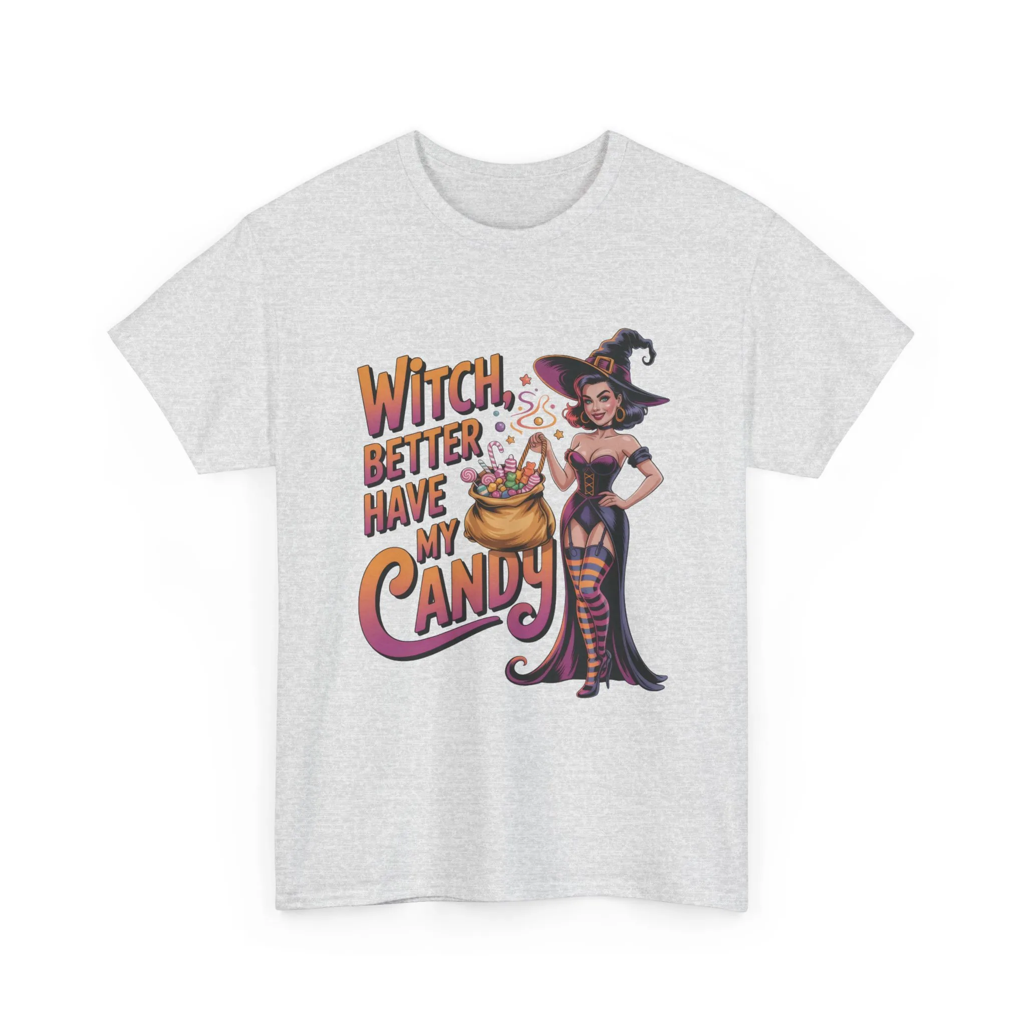 Witch Better Have My Candy Halloween T-Shirt for Women, Funny Spooky Witch Tee, Retro Pin-Up Halloween Shirt, Sassy Fall Party Top - Image 4