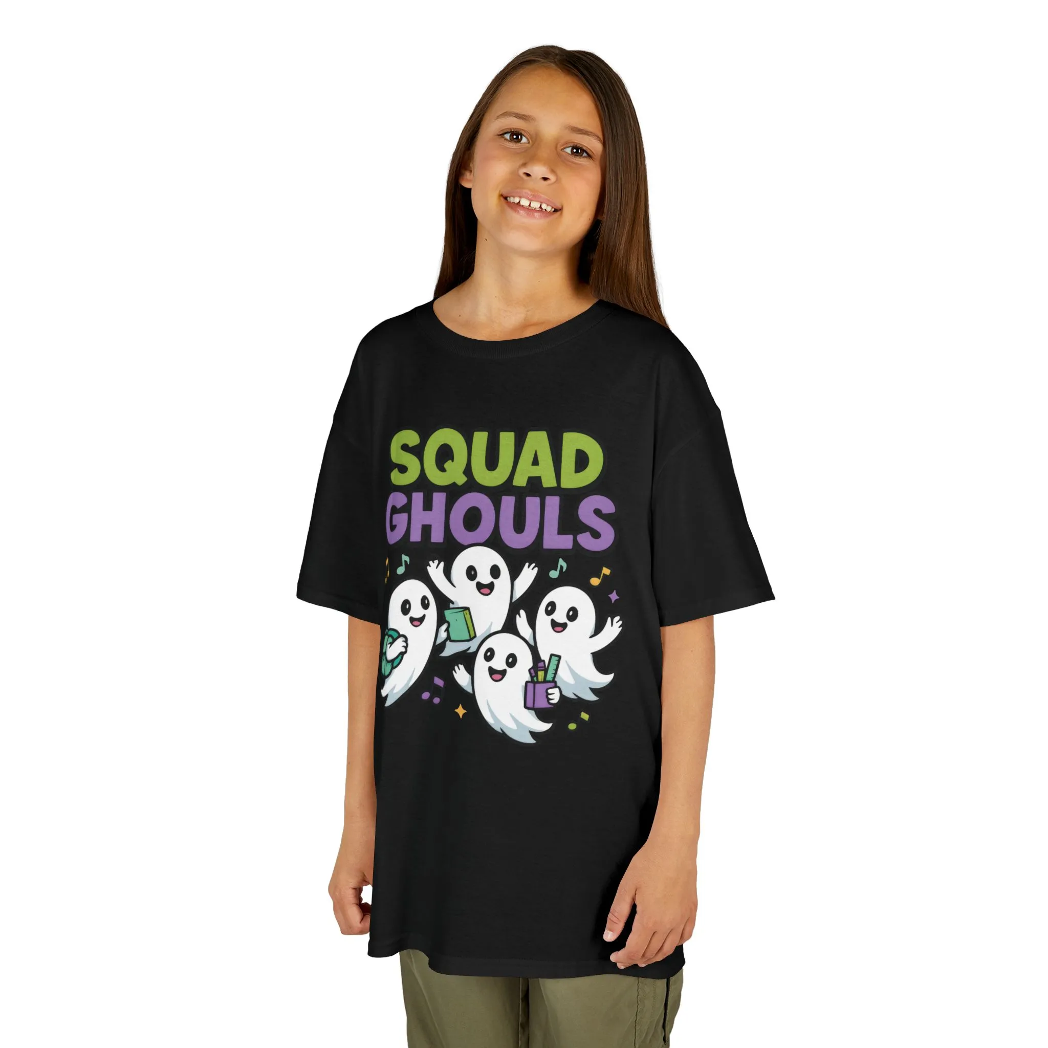 Kids Squad Ghouls T-Shirt, Cute Ghost Friends School Shirt, Halloween Back to School Tee for Boys & Girls - Image 2
