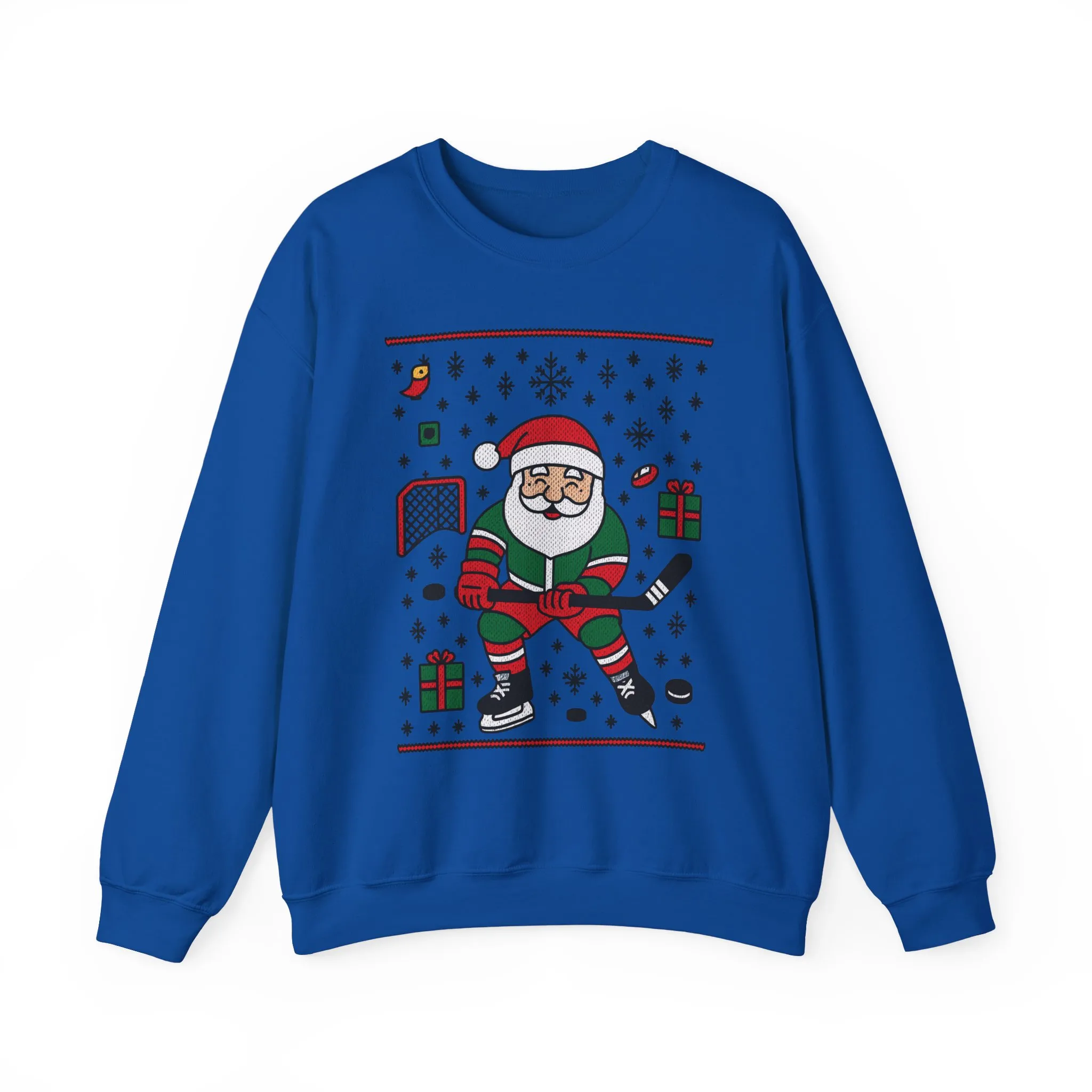 Hockey Santa Men's Christmas Sweatshirt, Funny Sports Holiday Jumper - Image 22