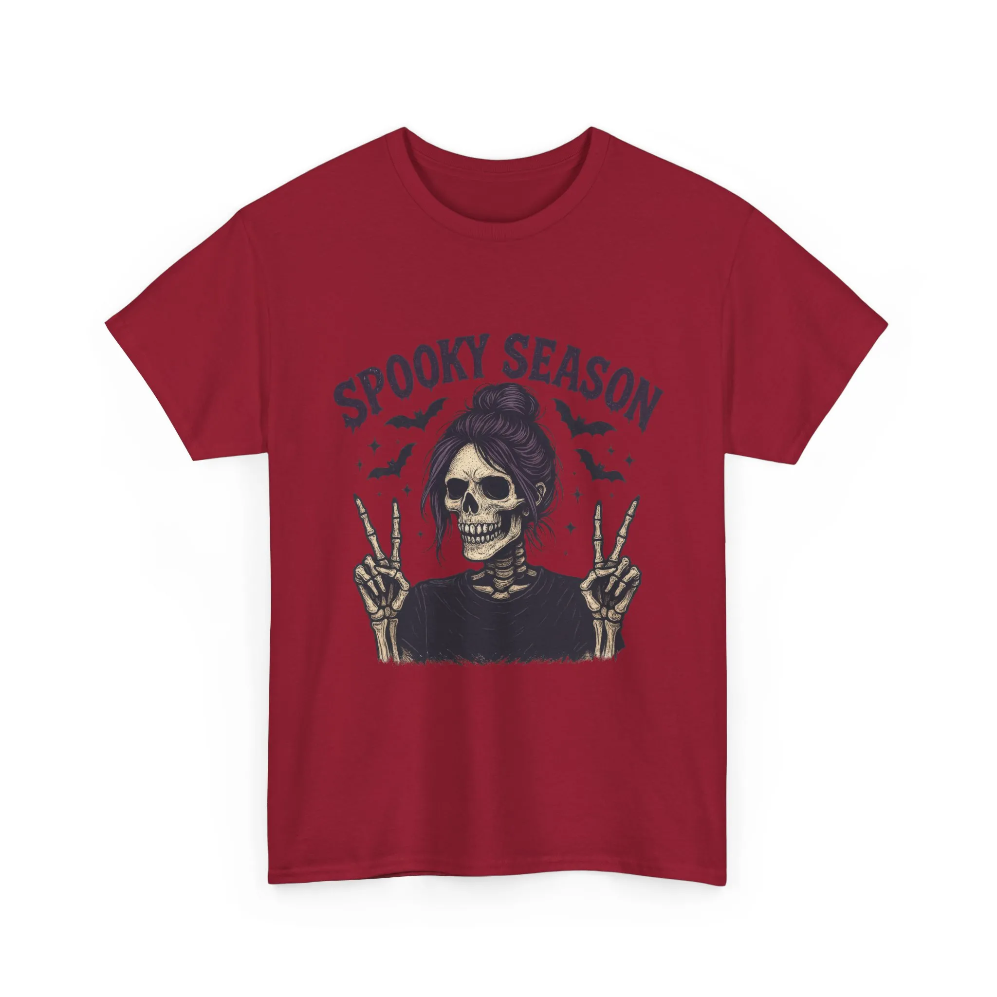 Spooky Season Women's T-Shirt, Funny Skeleton Girl Halloween Graphic Tee, Gothic Fall Shirt - Image 28