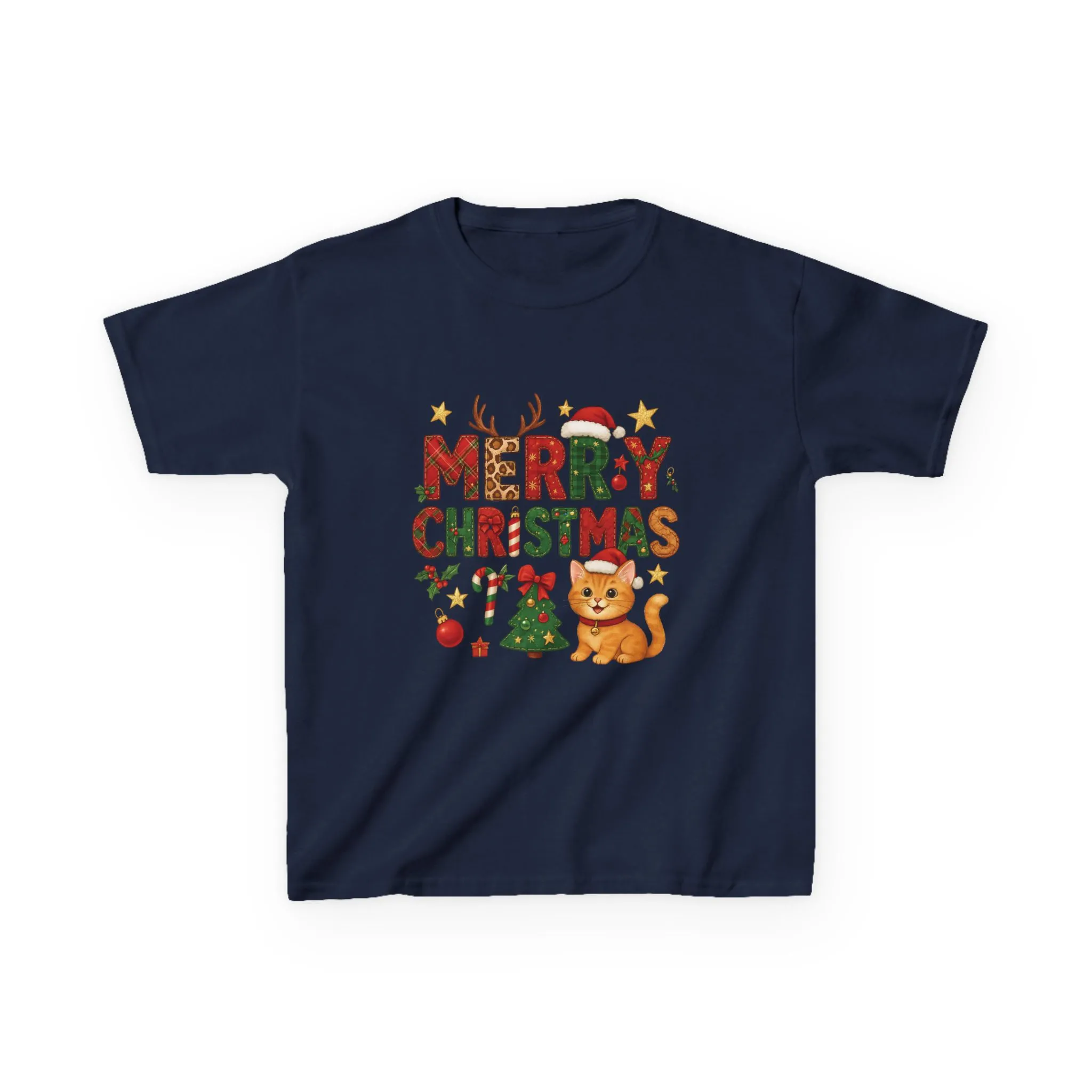 Merry Christmas Cat Shirt for Girls, Cute Holiday Kitten Tee - Image 16