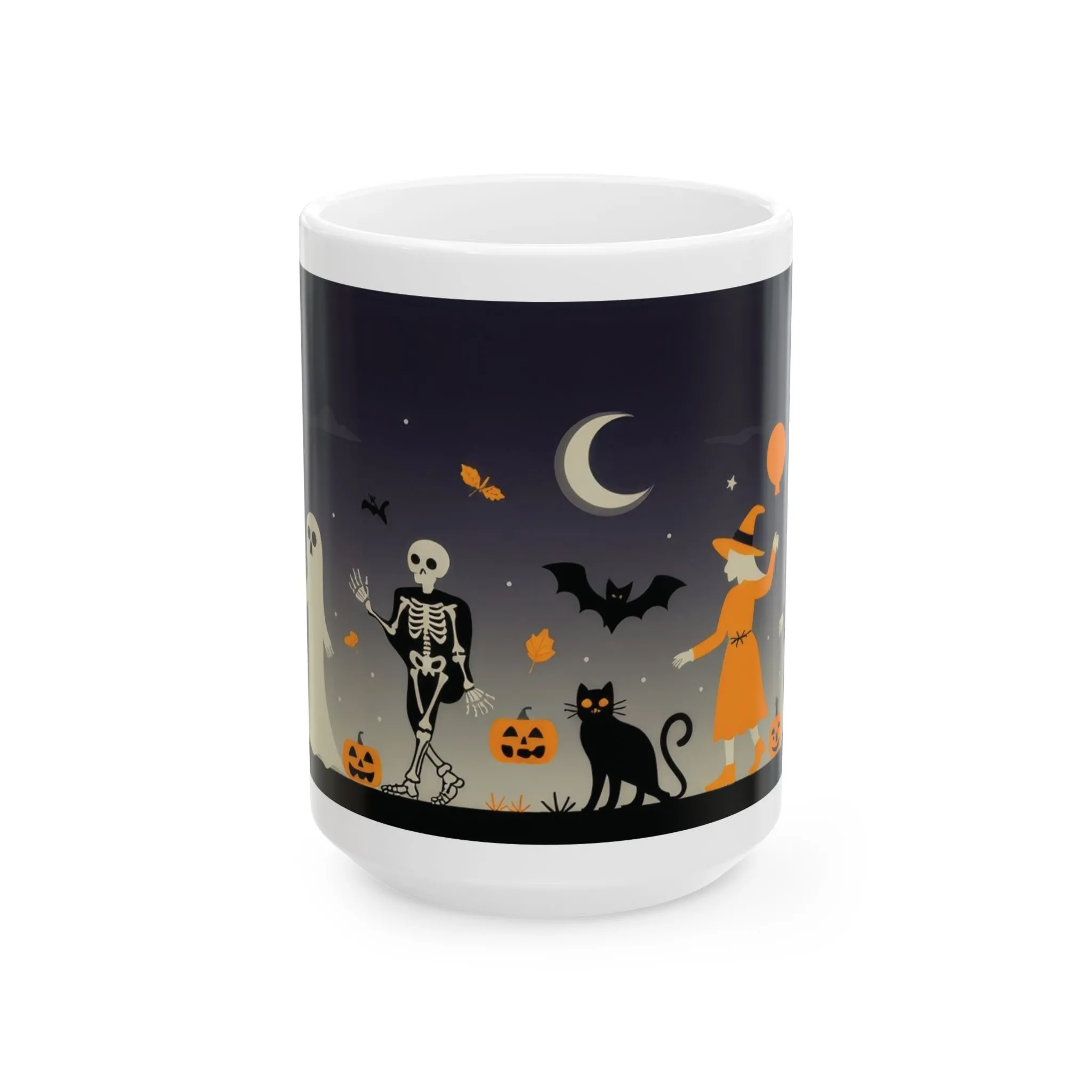 Halloween Night Parade Mug, Witches, Ghosts, Skeletons, Spooky Night Coffee Cup, Gothic Fall Gift for Her - HimCeramic Mug, (11oz, 15oz) - Image 9