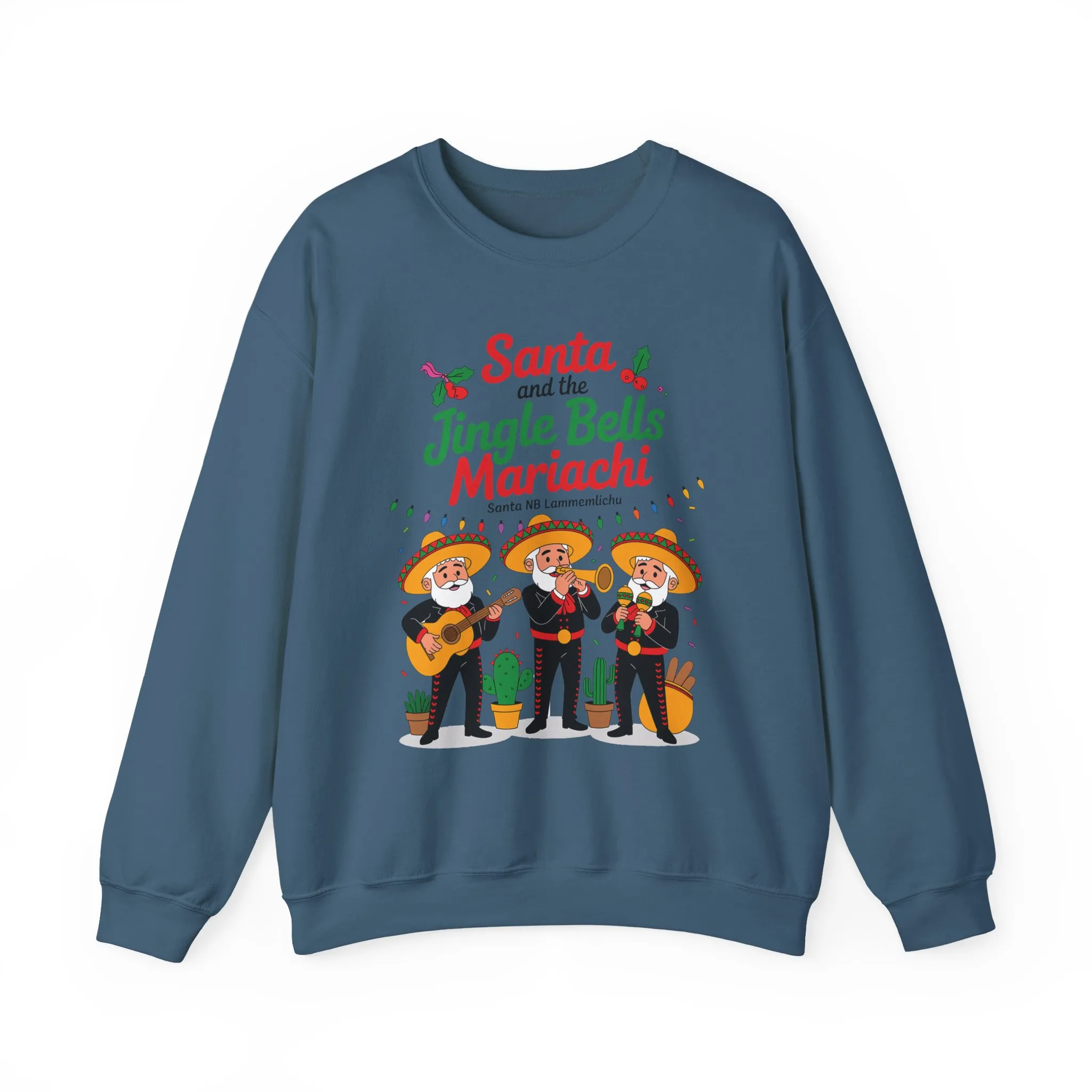 Santa and the Jingle Bells Mariachi Sweatshirt, Funny Mexican Christmas Jumper, Latin Holiday Fiesta Pullover - Image 16
