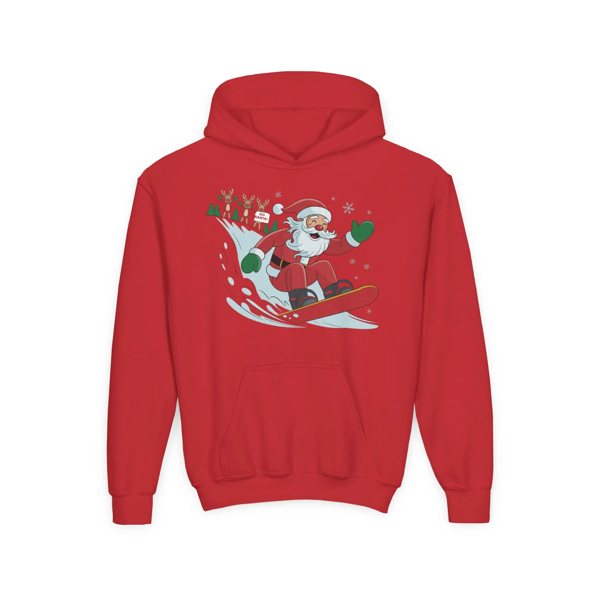 Go Santa Snowboarding Christmas Hoodie, Funny Santa - Reindeer Holiday Hoodie for Kids, Cute Winter Sports Christmas Sweatshirt - Image 33