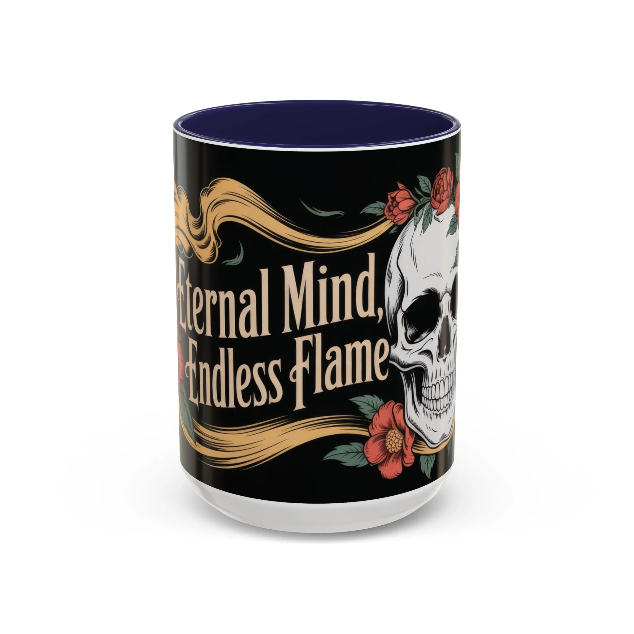 Eternal Mind Endless Flame Mug, Gothic Skull - Floral Coffee Cup, Dark Romantic Gift for Halloween or Everyday Use, Coffee Mug (11, 15oz) - Image 6