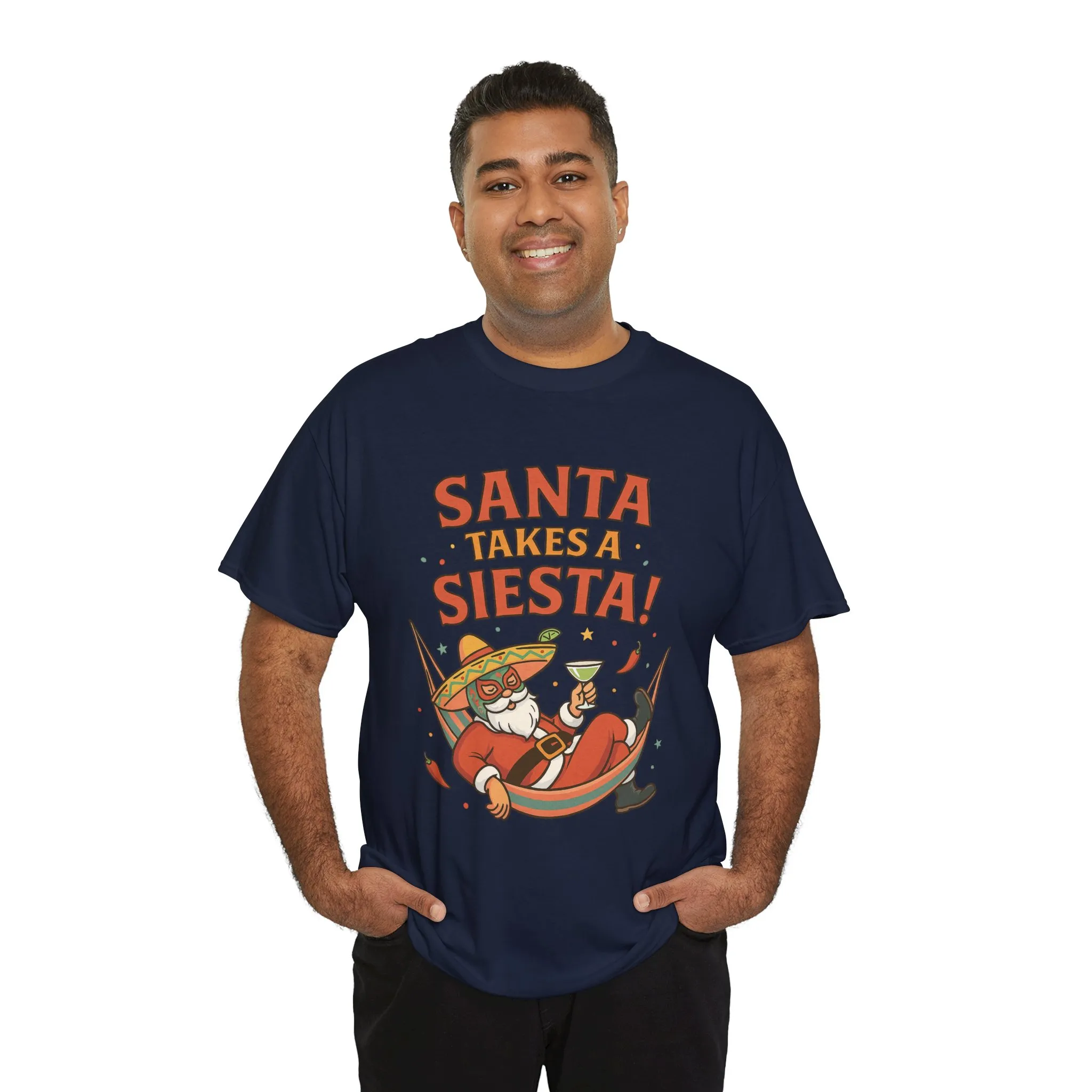 Santa Takes a Siesta Funny Christmas T-Shirt for Men, Mexican Santa Holiday Tee - Image 24
