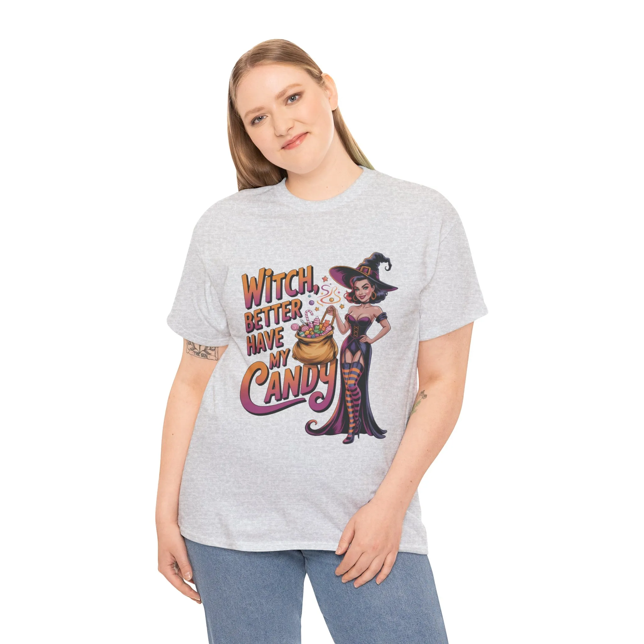 Witch Better Have My Candy Halloween T-Shirt for Women, Funny Spooky Witch Tee, Retro Pin-Up Halloween Shirt, Sassy Fall Party Top - Image 6