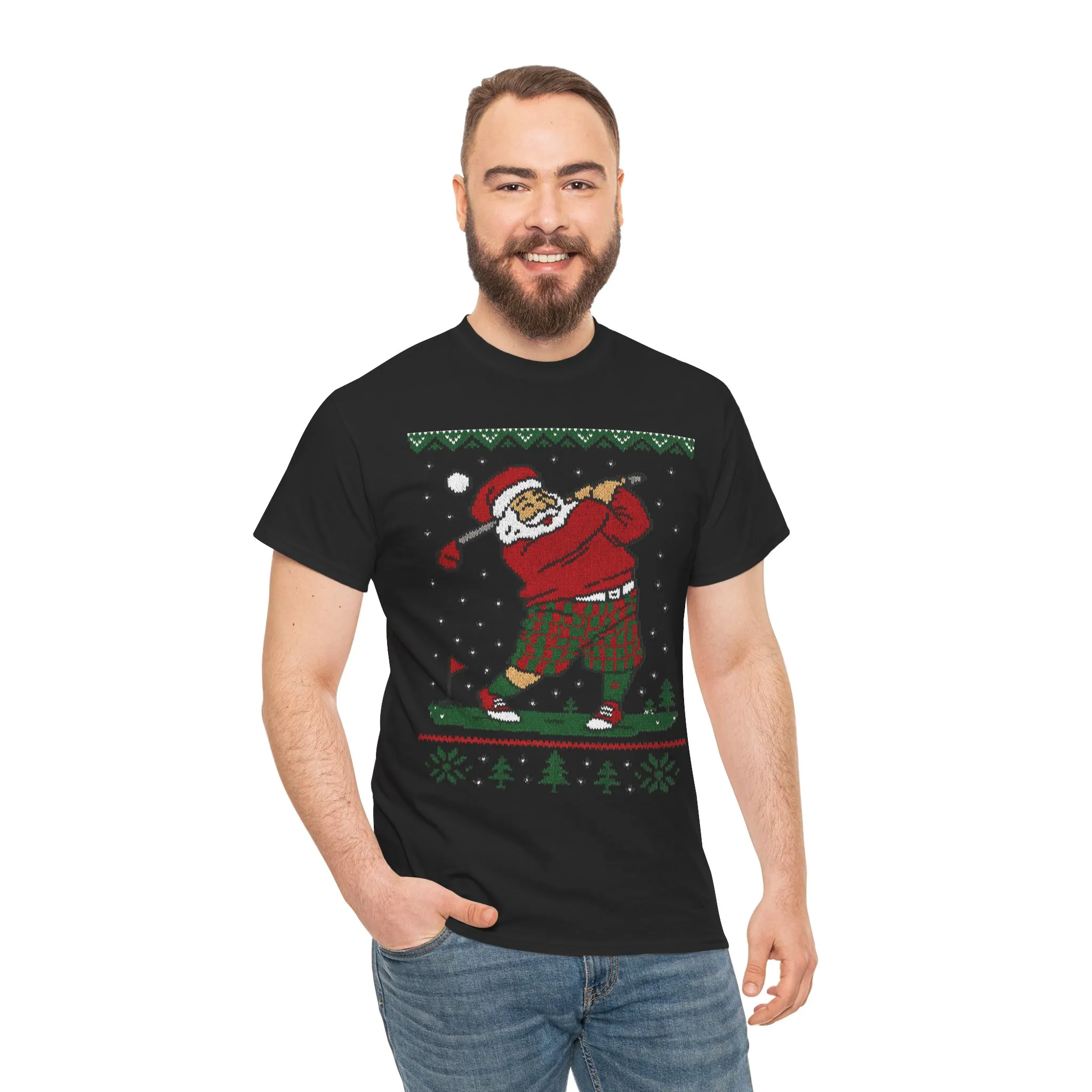 Funny Golfing Santa Christmas T-Shirt, Ugly Christmas Golf Shirt for Men, Holiday Golf Player Tee - Image 5