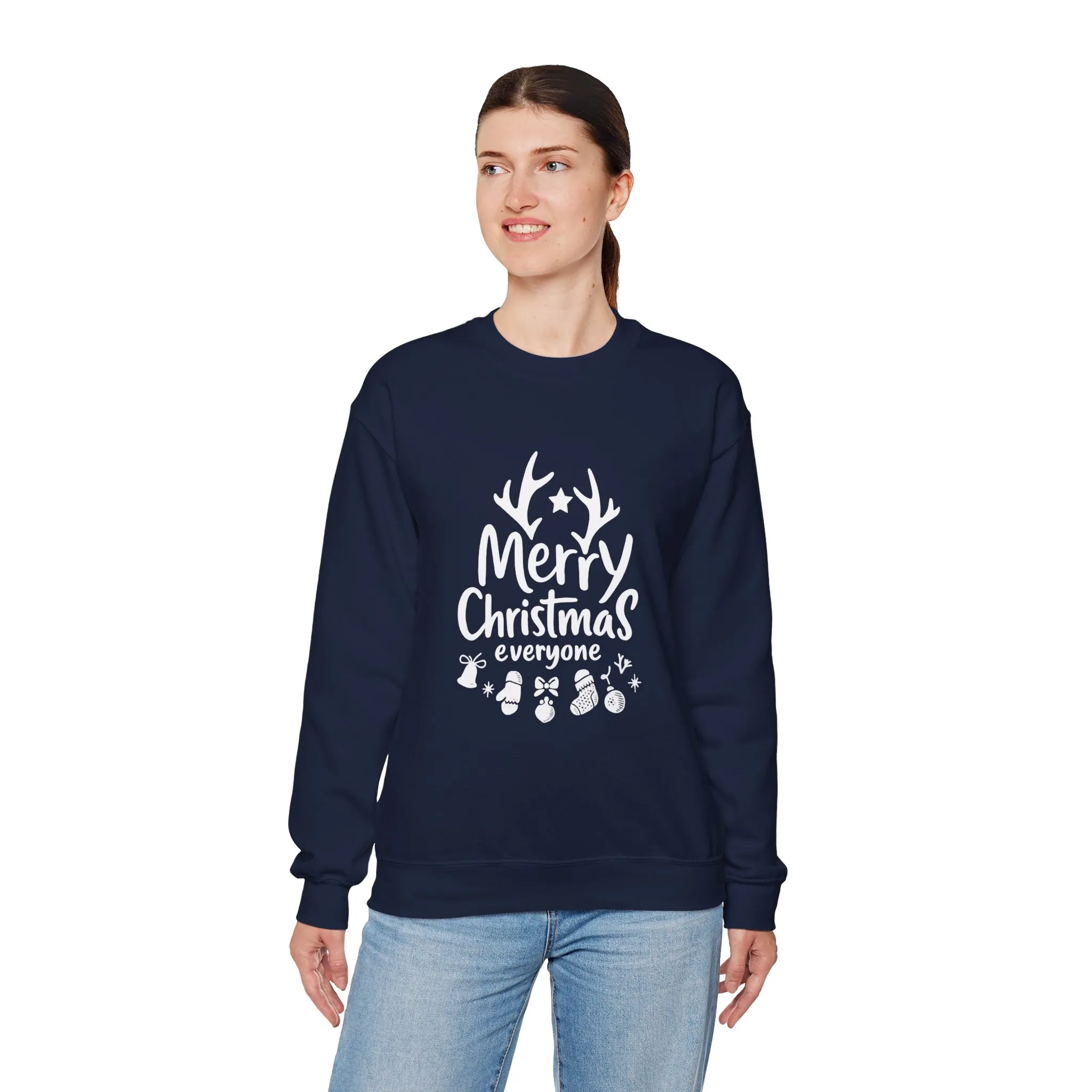 Merry Christmas Everyone Women's Sweatshirt, Cozy Holiday Pullover, Festive Minimal Design Heavy Blend™ Crewneck Sweatshirt - Image 21