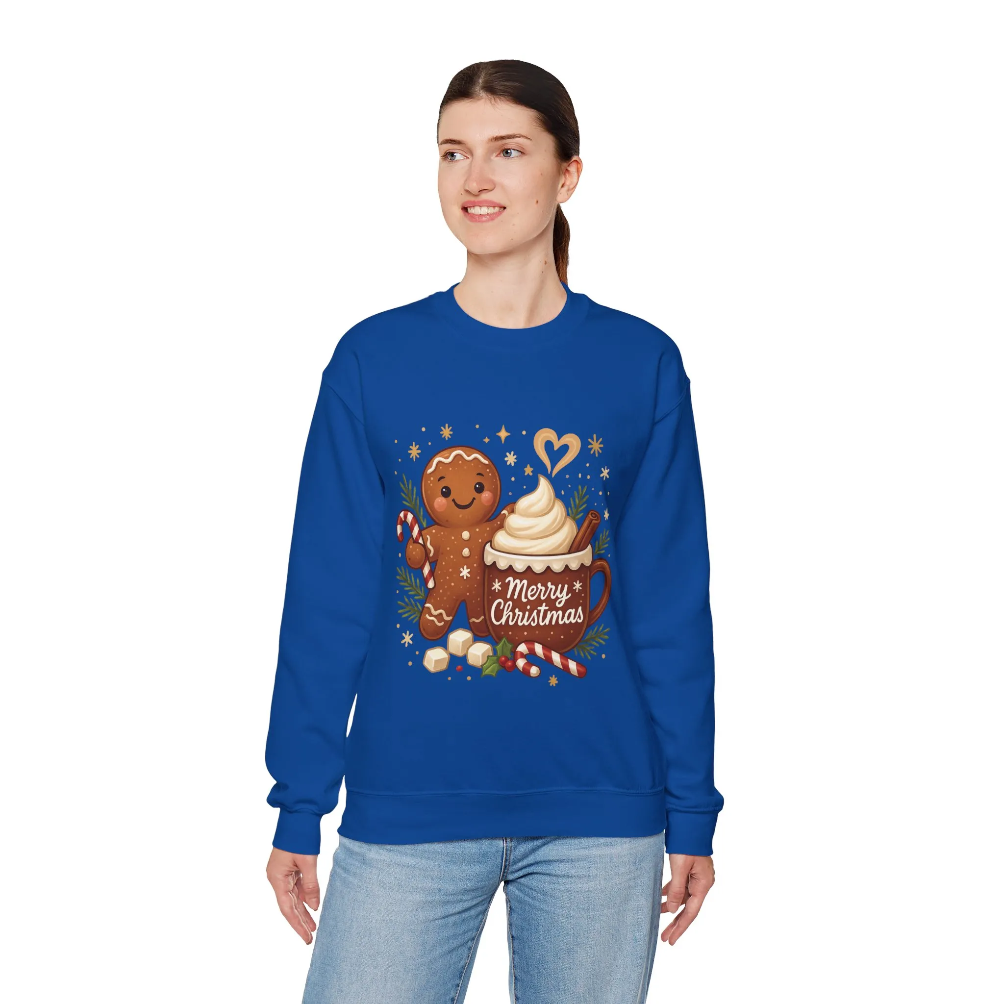 Women's Gingerbread - Hot Cocoa Christmas Sweatshirt, Cozy Holiday Pullover, Women's Heavy Blend™ Crewneck Sweatshirt - Image 15