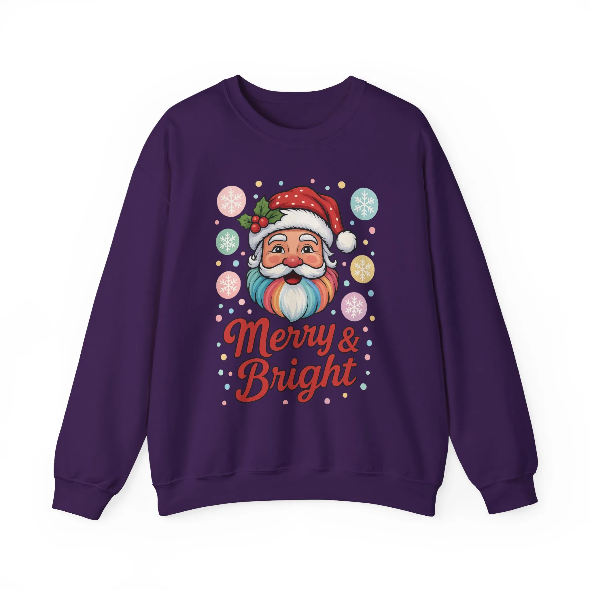 Merry - Bright Santa Christmas Sweatshirt, Retro Pastel Holiday Jumper, Cute Santa Sweater for Women - Image 22