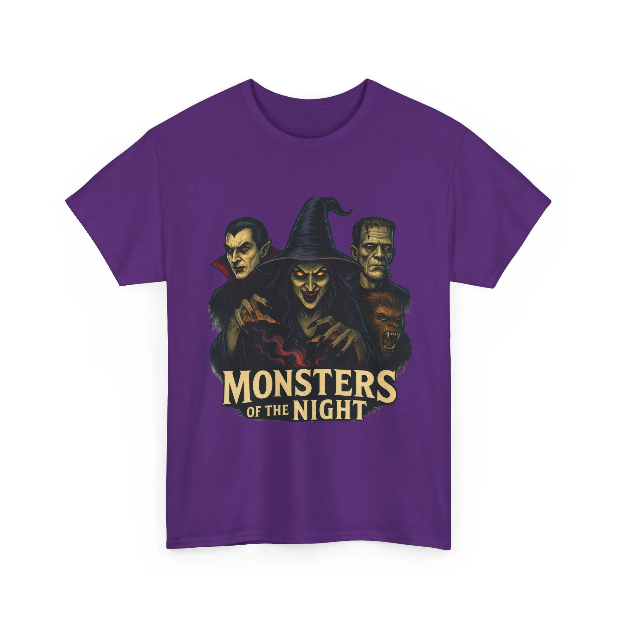 Monsters of the Night Women's T-Shirt, Classic Horror Witch, Vampire, Frankenstein Halloween Tee - Image 22