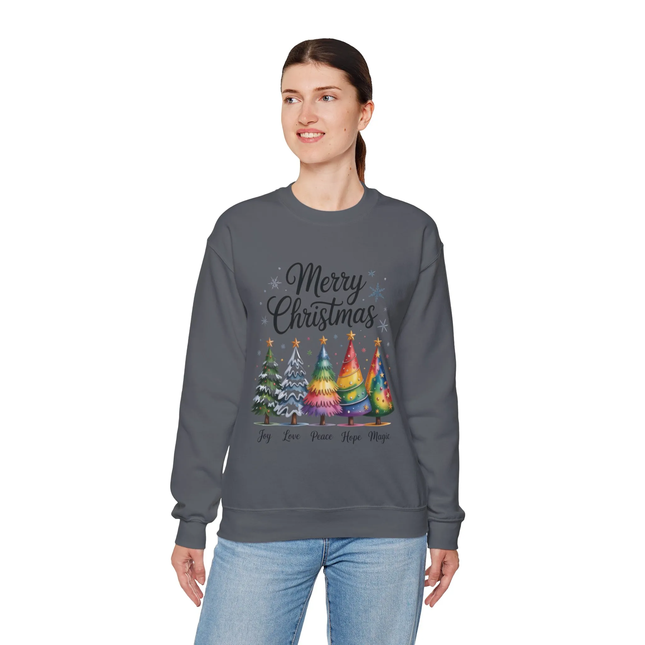 Merry Christmas Women's Sweatshirt, Joy Love Peace Hope Magic Pullover, Women's Heavy Blend™ Crewneck Sweatshirt - Image 12
