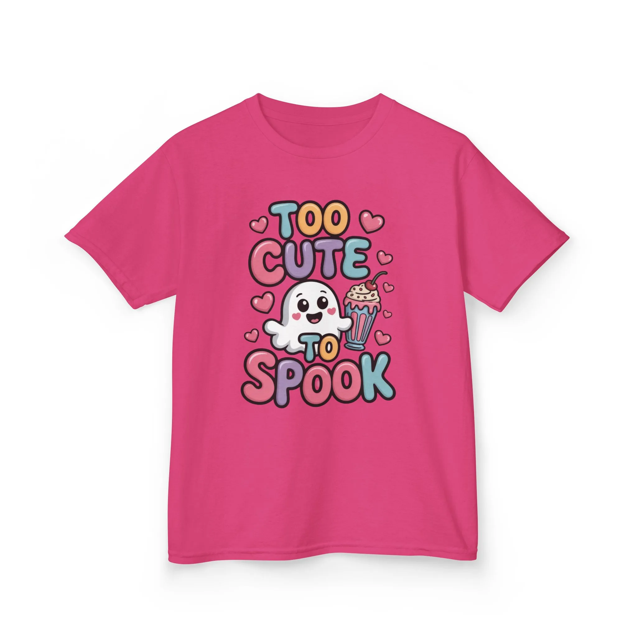 Kids Too Cute To Spook T-Shirt, Cute Ghost Milkshake Shirt, Kawaii Halloween Tee for Boys & Girls - Image 17