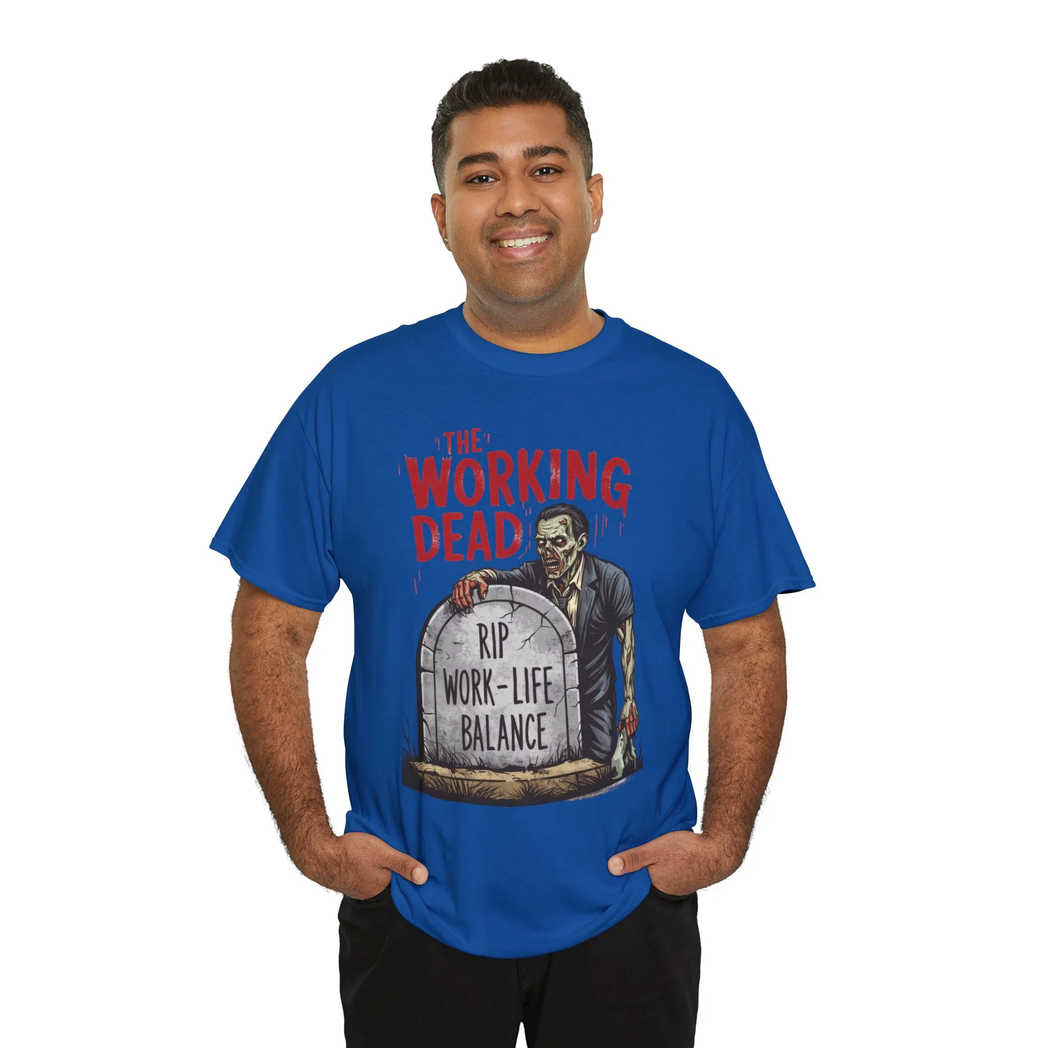 The Working Dead Shirt Men, Funny Work Life Balance Zombie Tee, RIP Work Shirt, Halloween Tee - Image 21