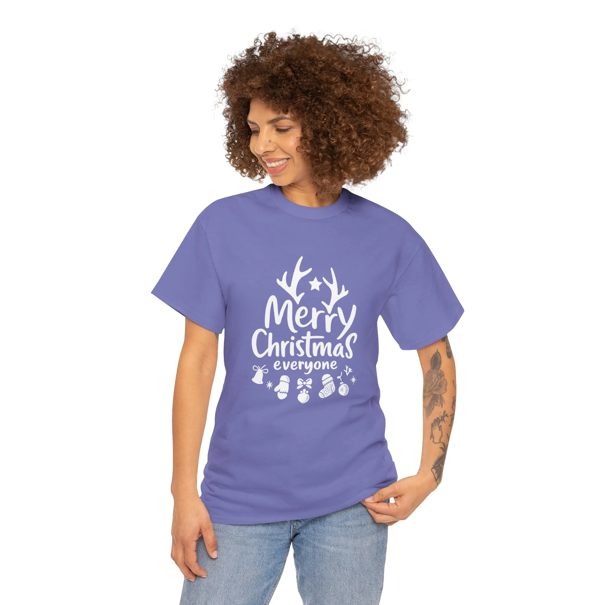 Merry Christmas Everyone Women's T-Shirt, Minimal Holiday Tee, Cute Christmas Gift Heavy Cotton Tee - Image 20
